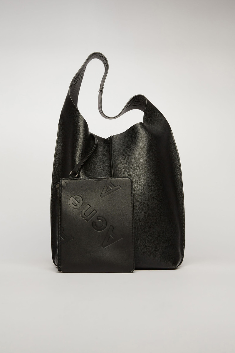 Grain leather tote bag black 6