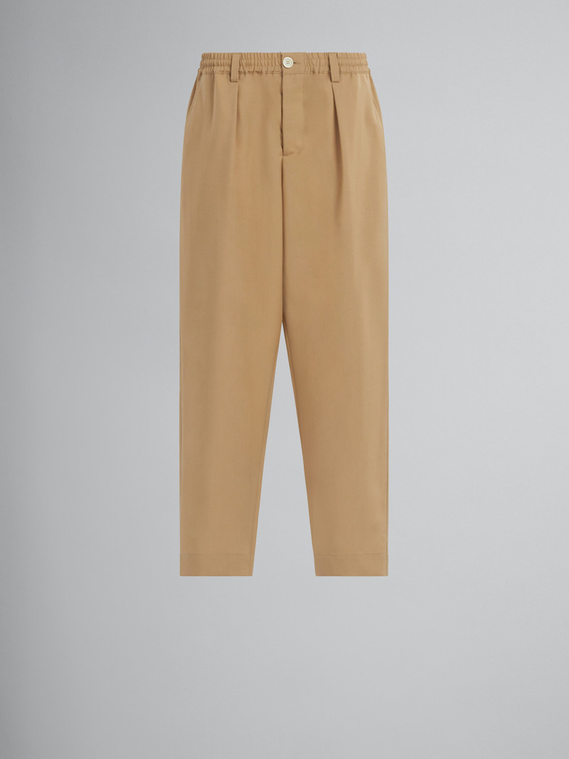 BEIGE CROPPED TROUSERS IN TROPICAL WOOL - 1