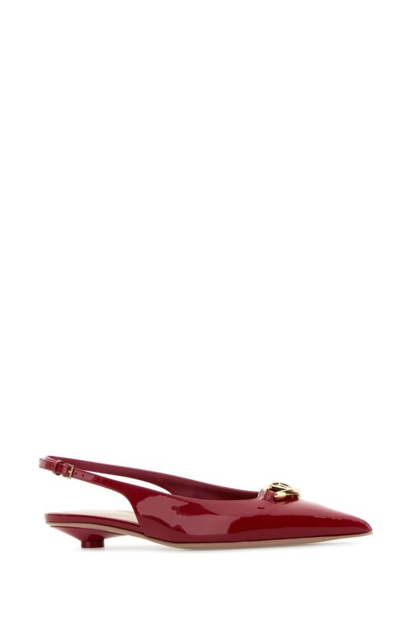 Valentino Garavani Women Red Leather Vlogo The Bold Edition Ballerinas - 2