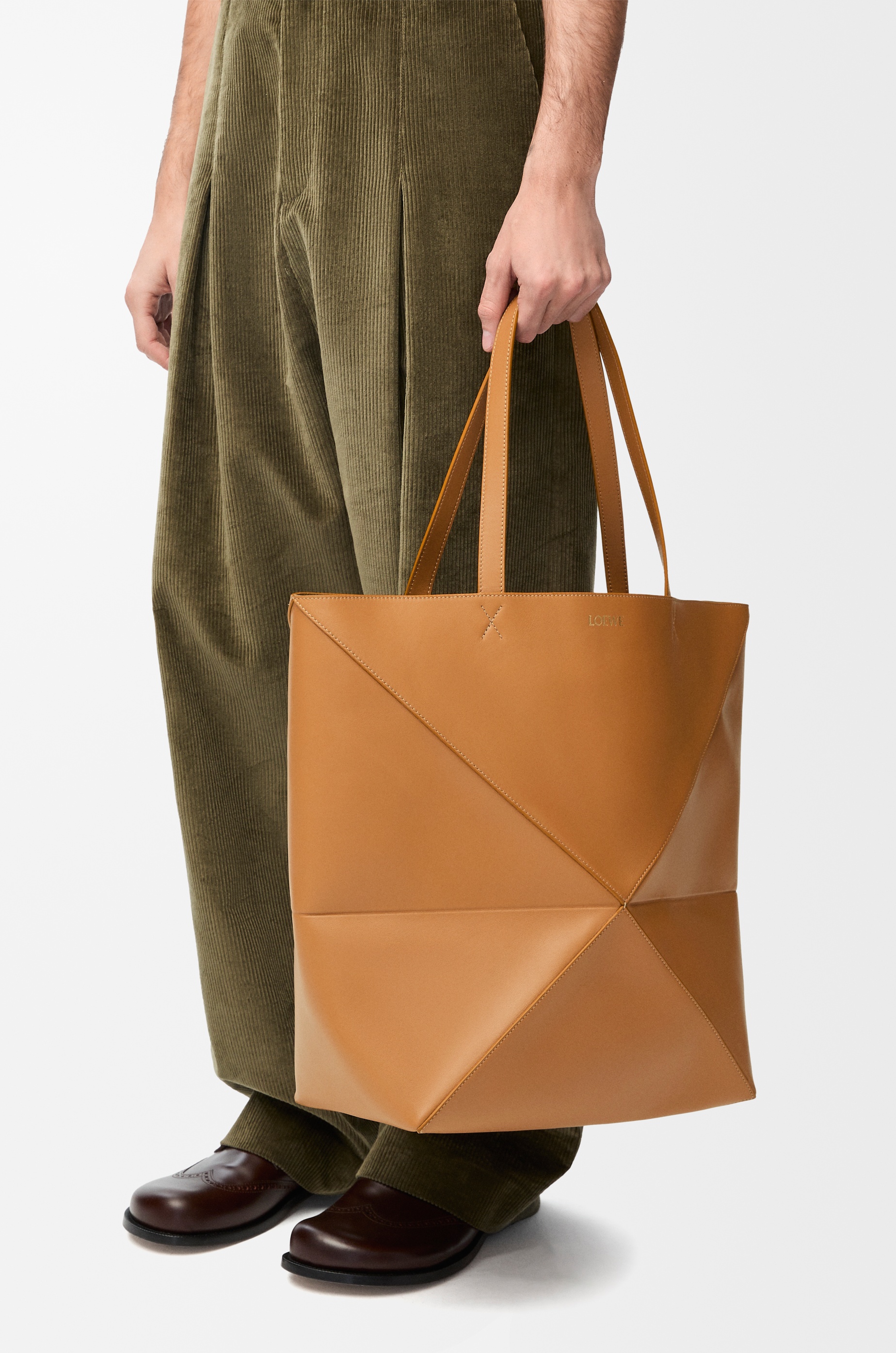 XL Puzzle Fold Tote in shiny calfskin - 2