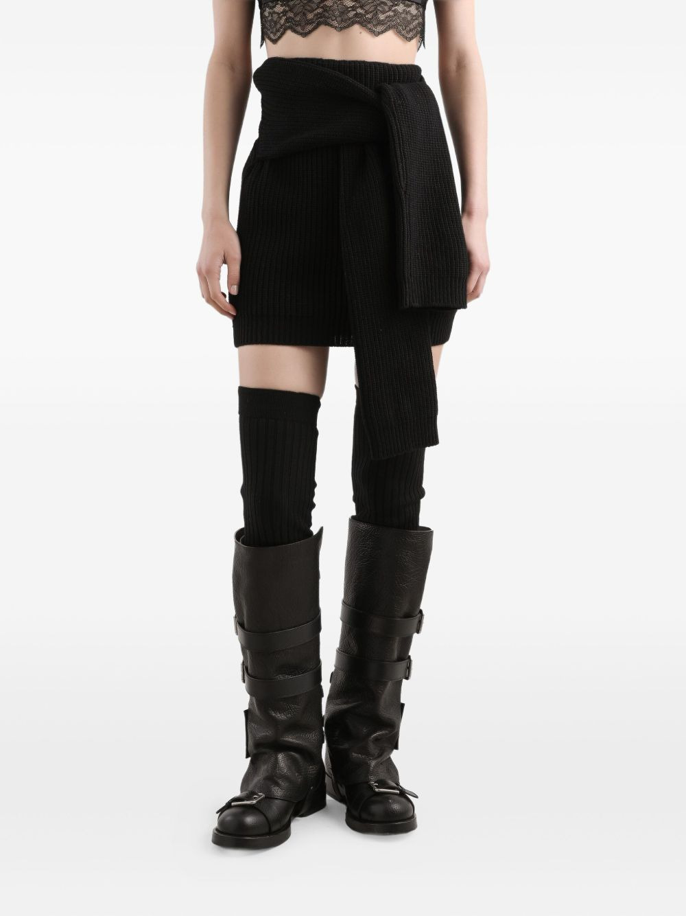 ribbed-knit wrap skirt - 3