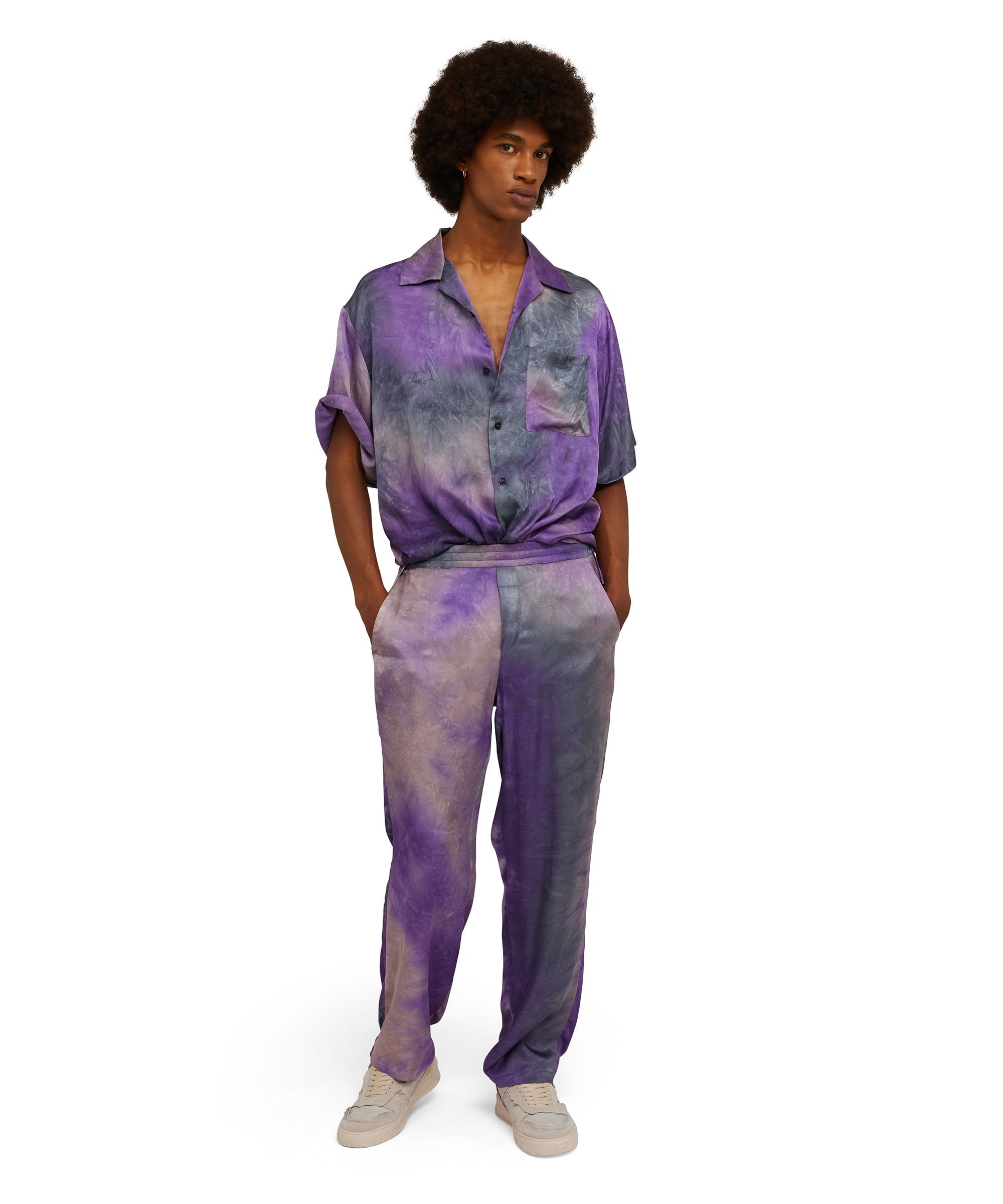 Viscose fluid tie dye short-sleeved shirt - 5