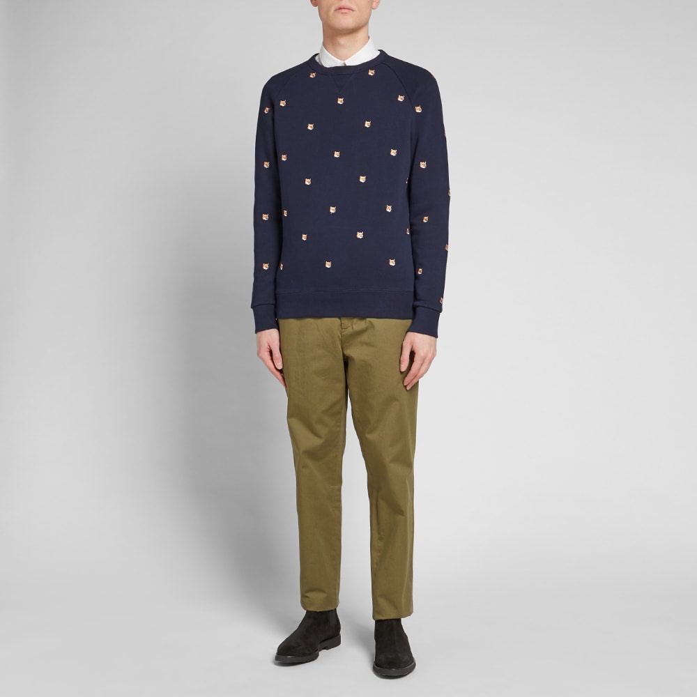 Maison Kitsuné All-Over Fox Head Embroidery Crew Sweat - 6