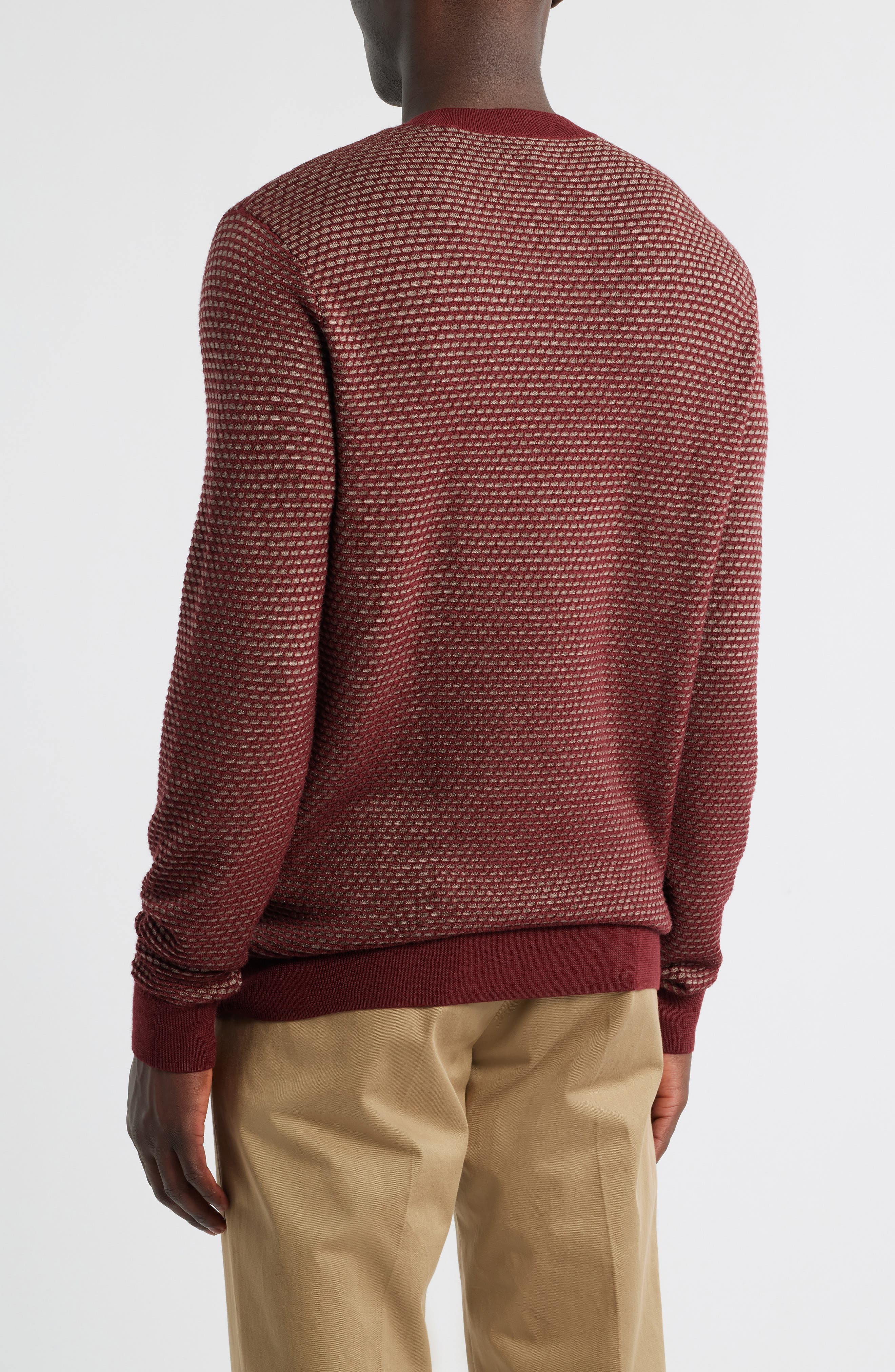 Emporio Armani Geo Jacquard Virgin Wool Blend Crewneck Sweater in Brick Red at Nordstrom - 2