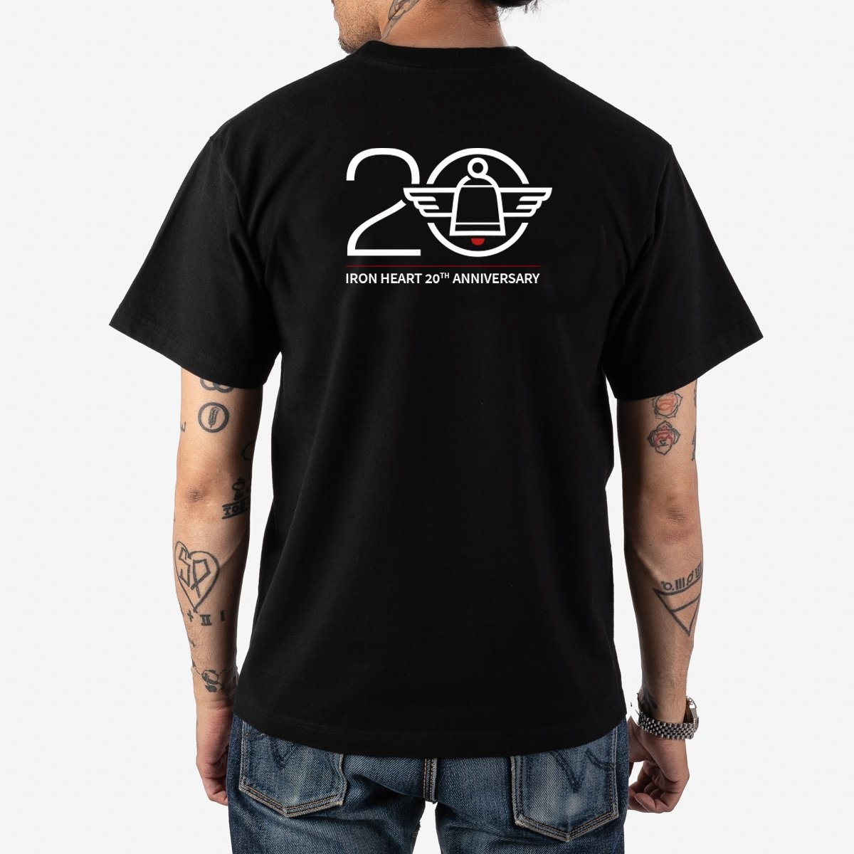 7.5oz Printed "20th Anniversary" Loopwheel Crew Neck T-Shirt - Black - 3