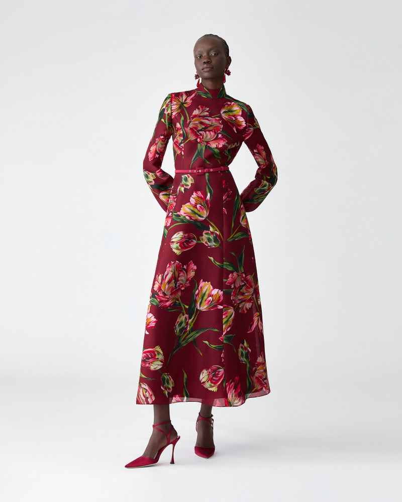 CAROLINA HERRERA Tulip-Print Midi Dress outlook