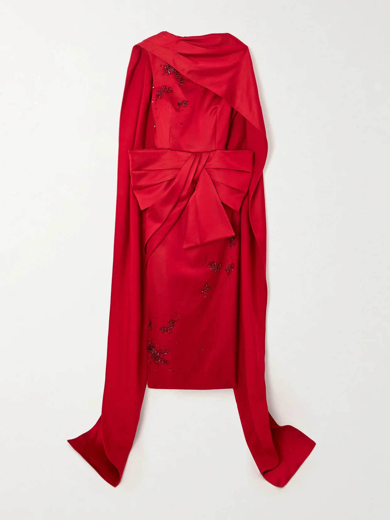 Draped Cape-effect Embellished Satin Gown - 1
