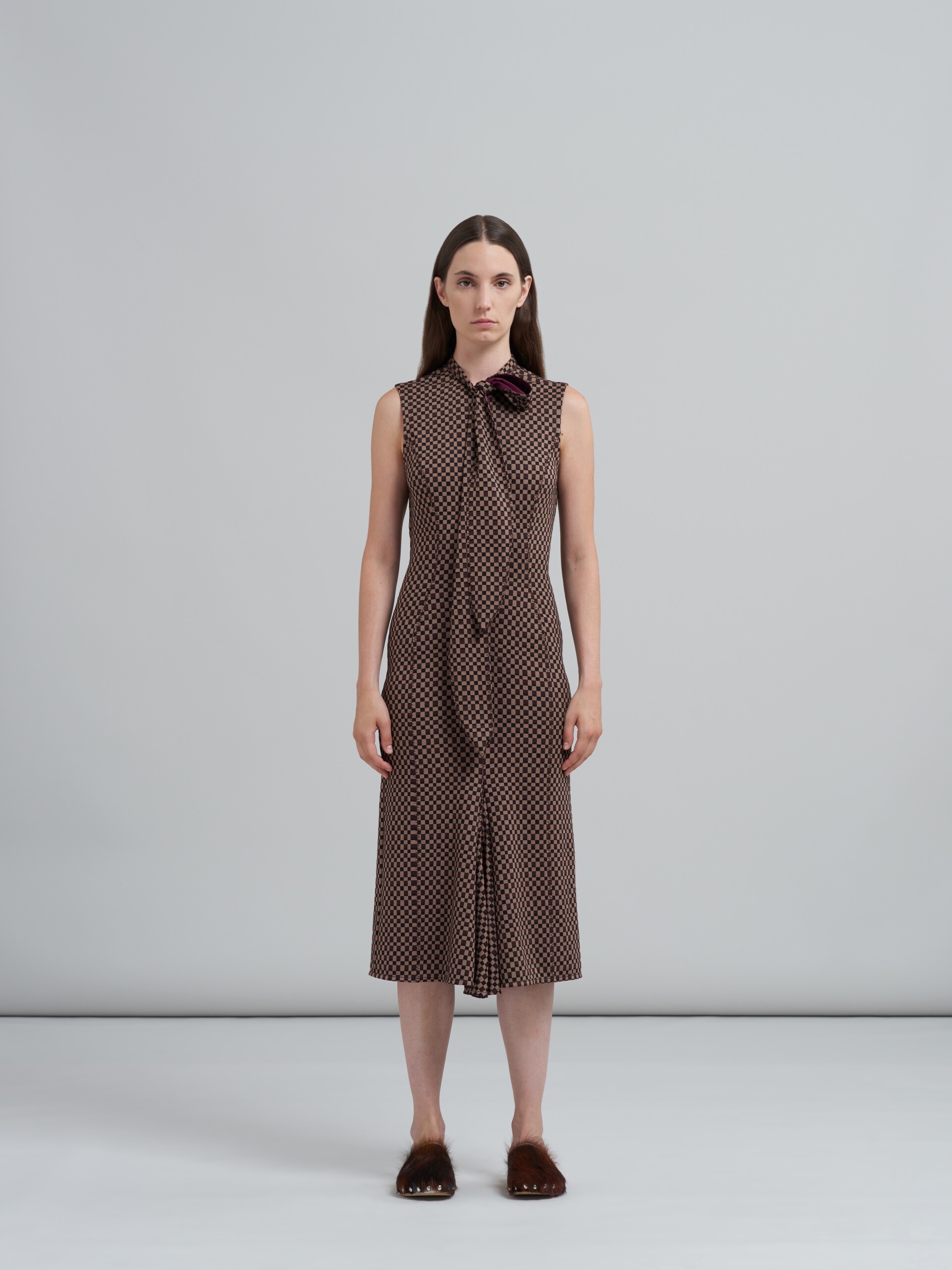 CHECK JACQUARD JERSEY DRESS - 2
