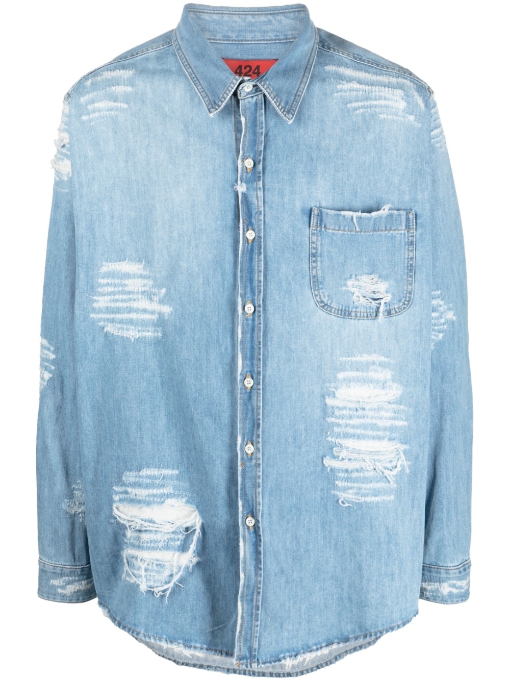 distressed denim shirt - 1