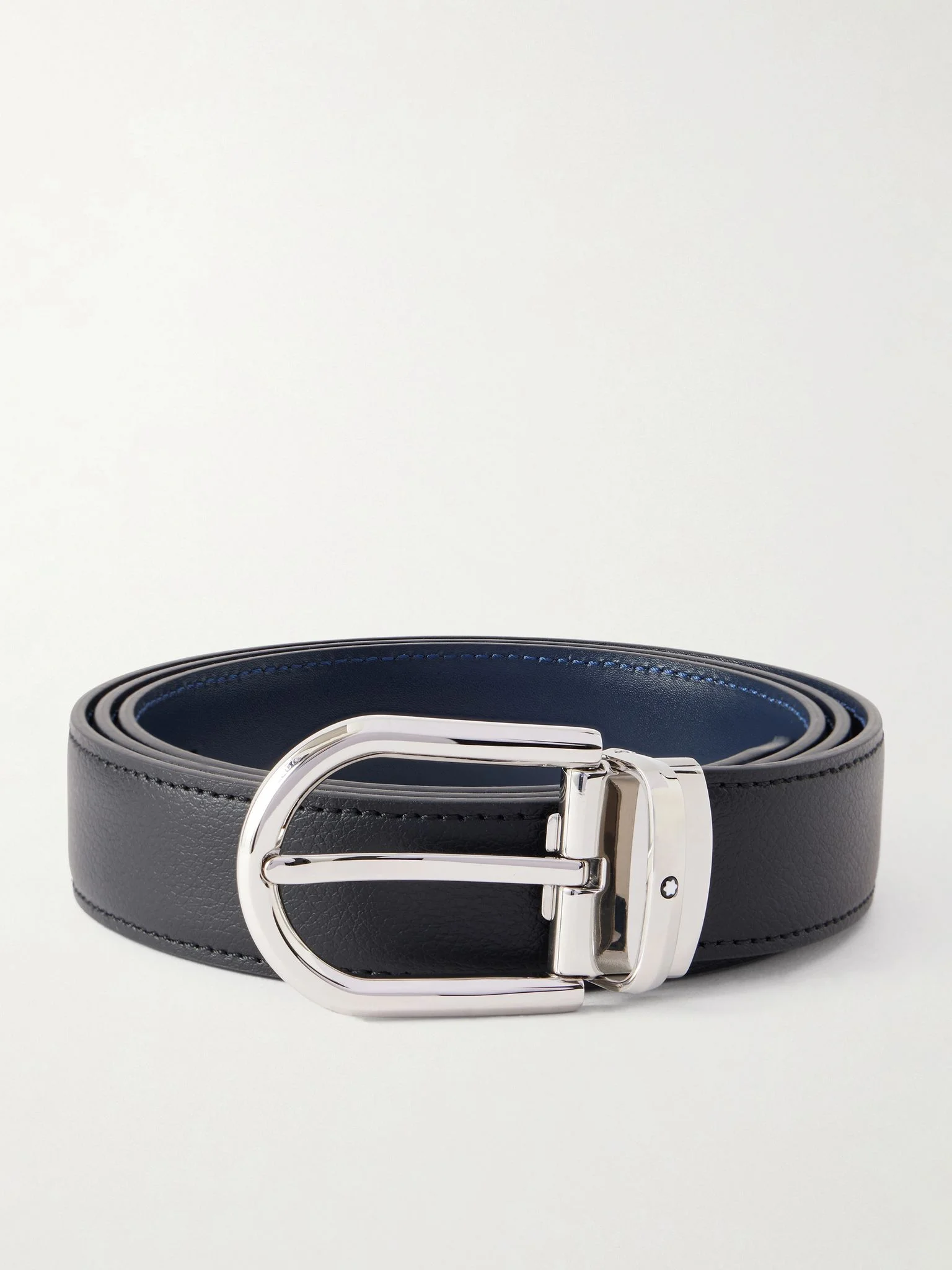 3cm Horseshoe Reversible Leather Belt Black - 1