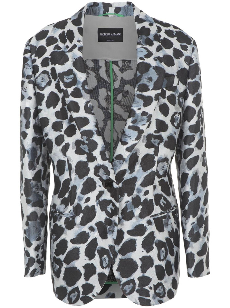 단일 breasted leopard-pattern blazer 1