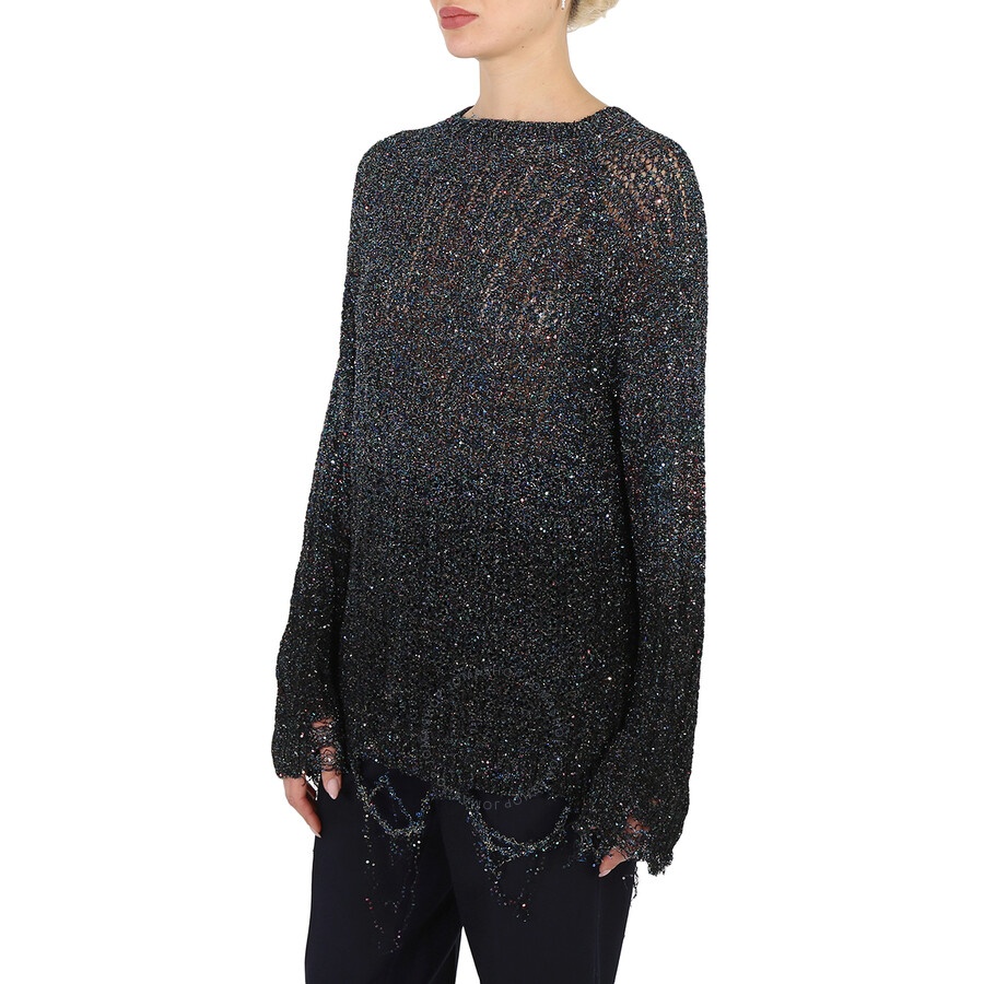 Maison Margiela Ladies Sequinned Distressed Jumper - 4