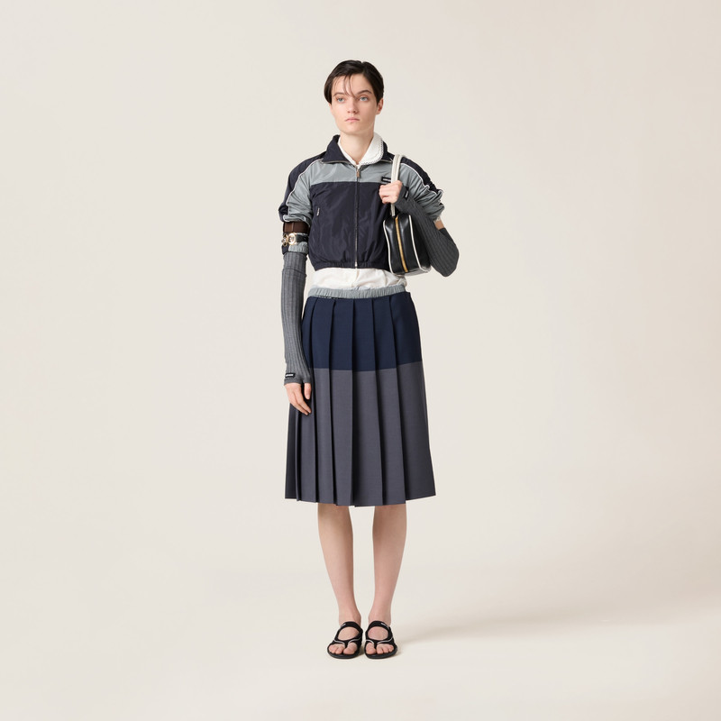 Miu Miu Technical silk zipper blouson jacket outlook