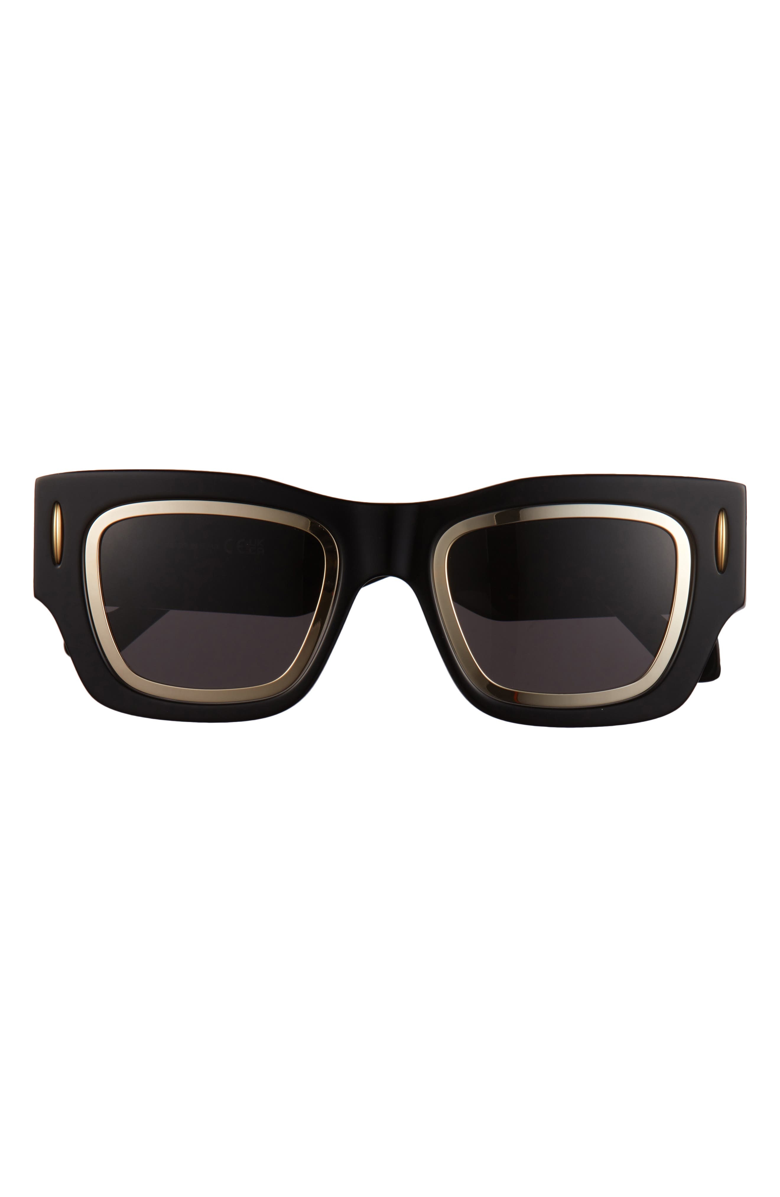 Loewe Signature Geometric Sunglasses in Shiny Black /Smoke at Nordstrom - 1