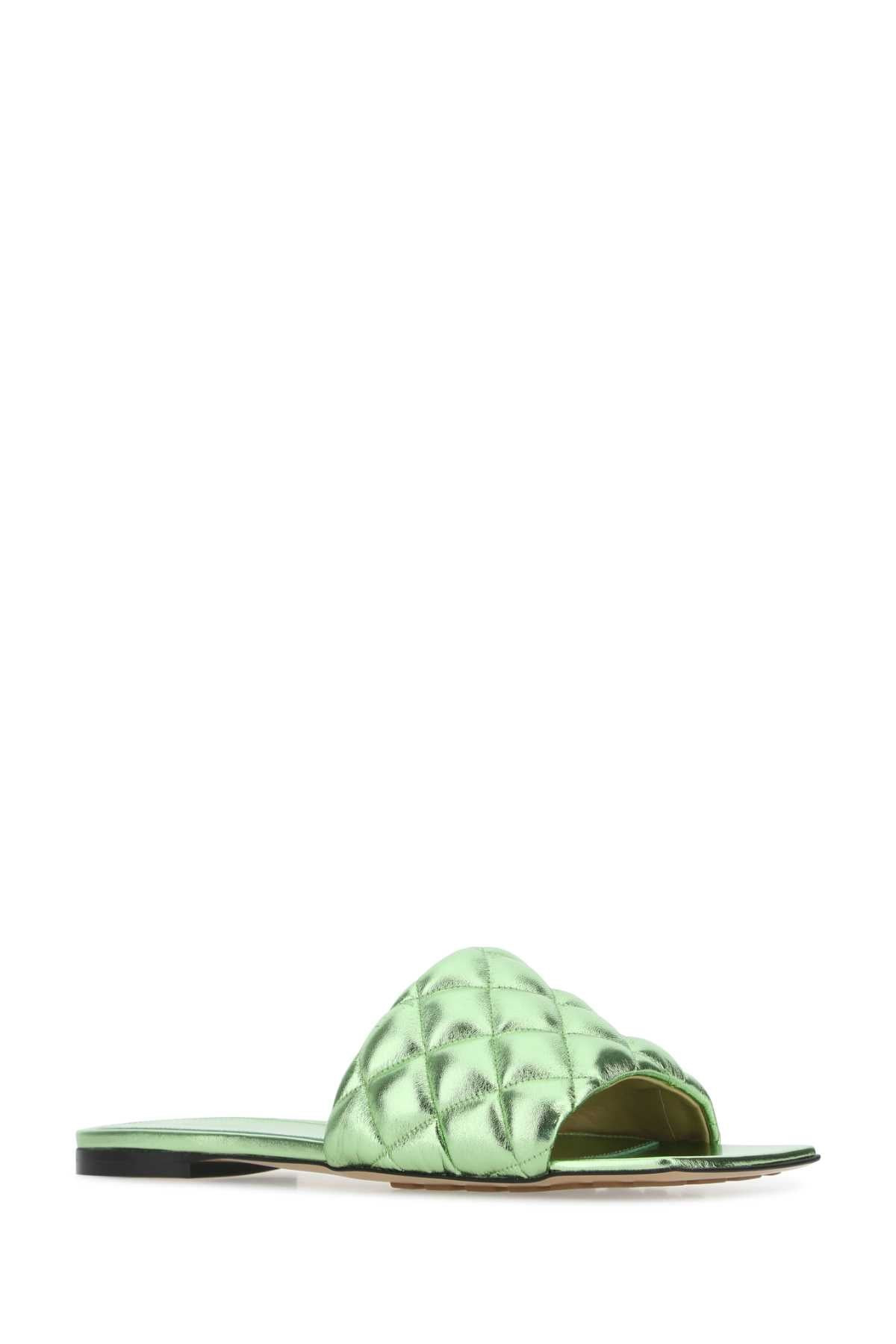 Bottega Veneta Women Green Nappa Leather Slippers - 2