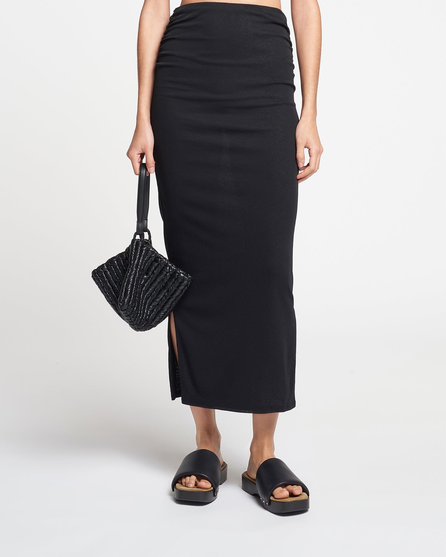 Ruched Mesh-Jersey Midi Skirt - 4