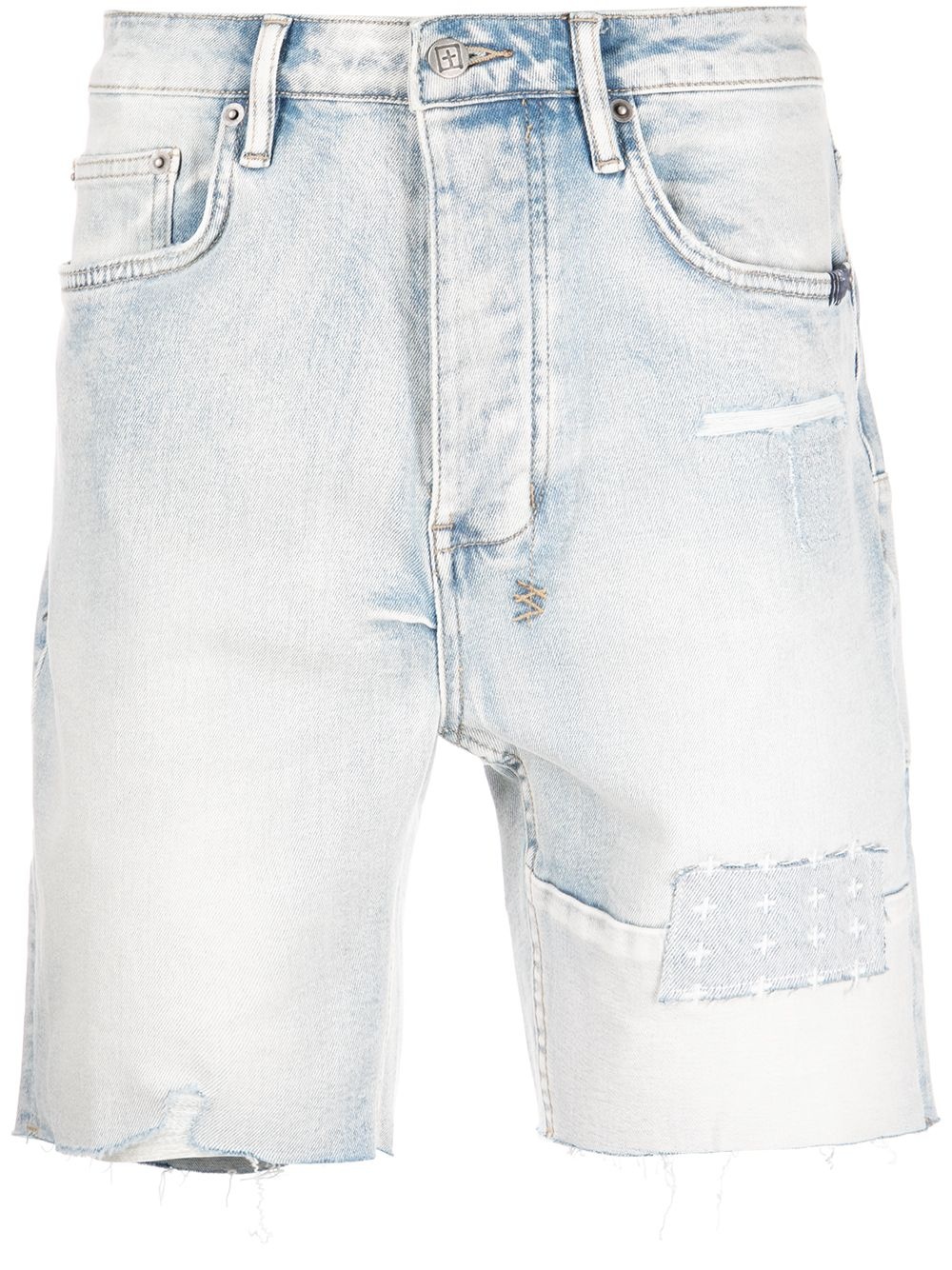 Chopper patchwork distressed denim shorts - 1