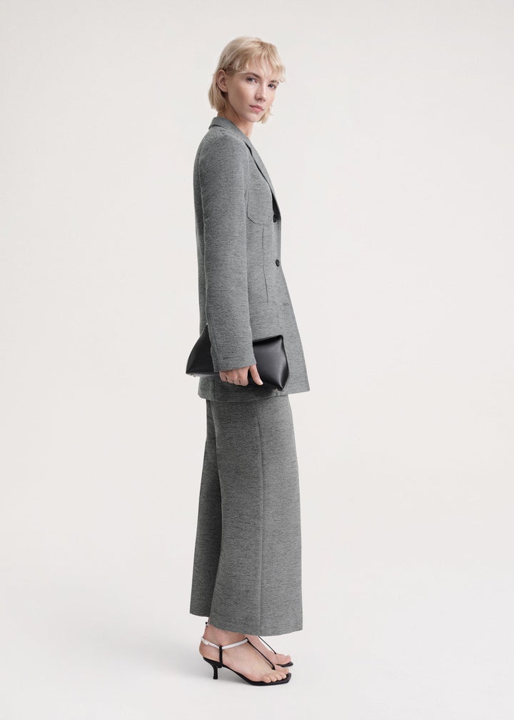 Slim wool-blend blazer grey mélange - 3