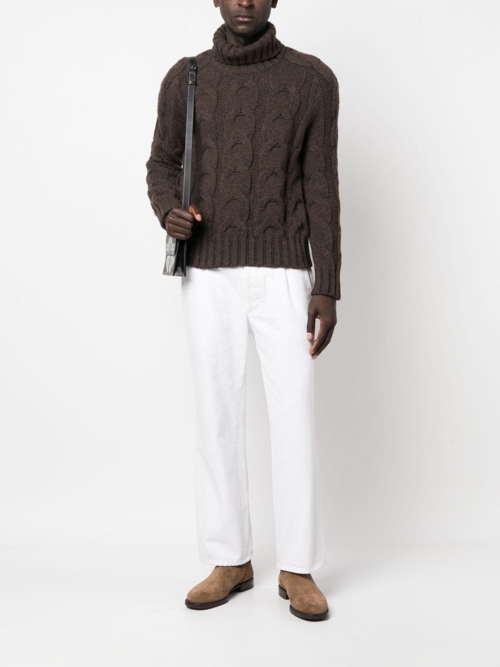cable-knit roll-neck jumper - 2