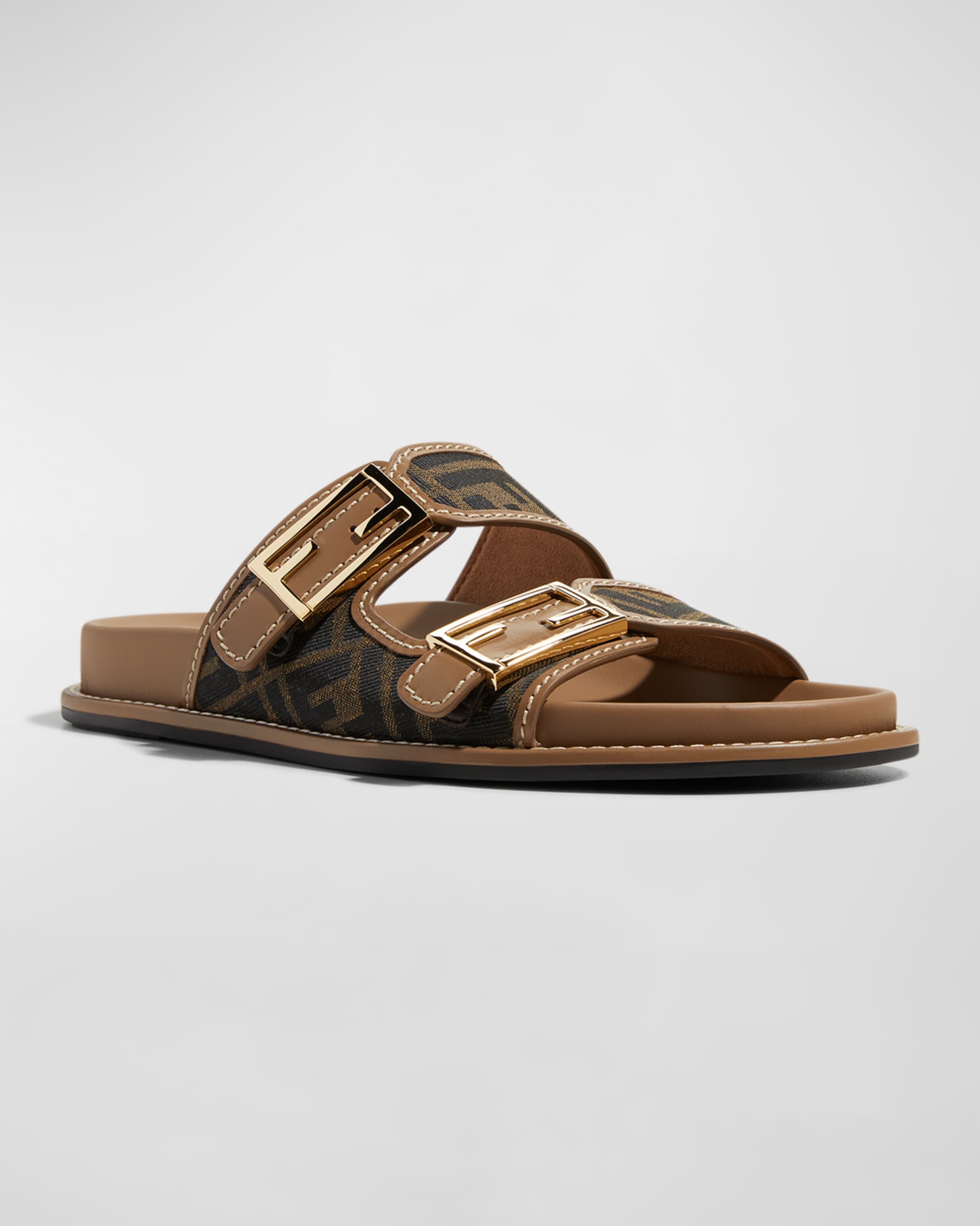 FF Jacquard Dual Buckle Slide Sandals - 4