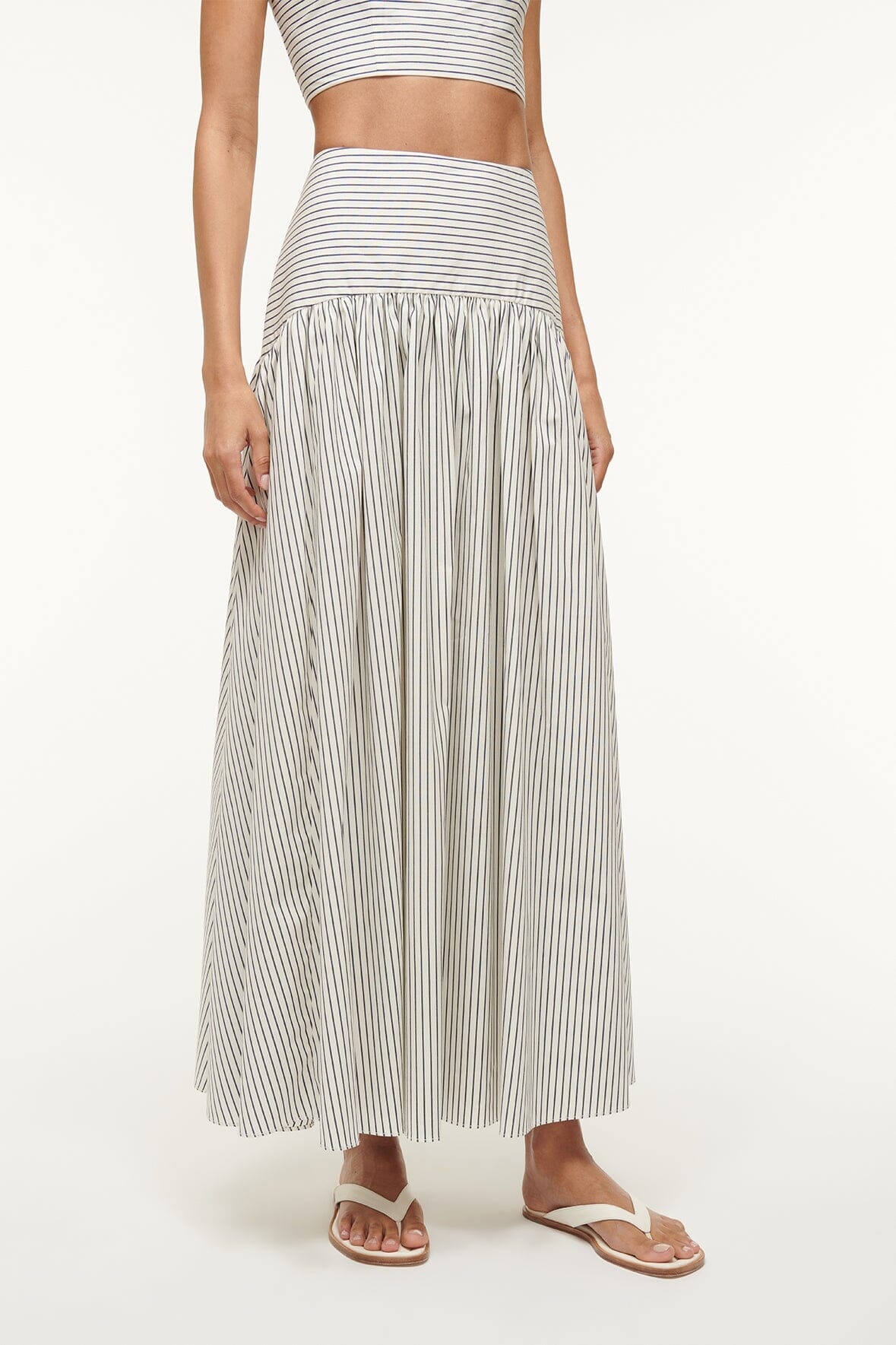 STAUD PROCIDA SKIRT IVORY MICRO STRIPE - 3