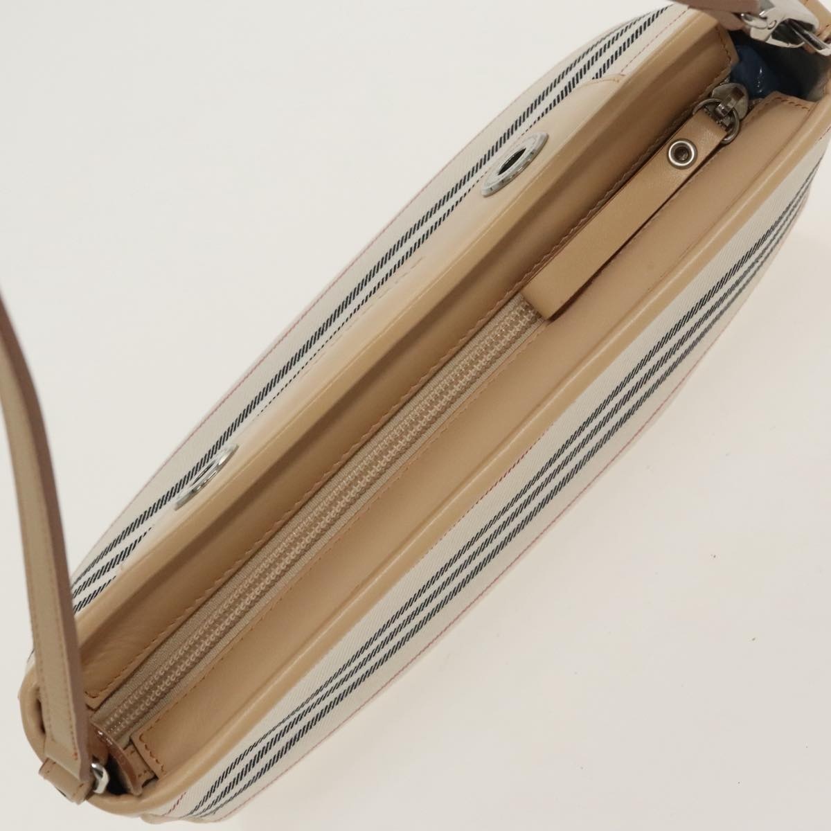 Burberry Nova Check Shoulder Bag Canvas Leather Beige White - 6