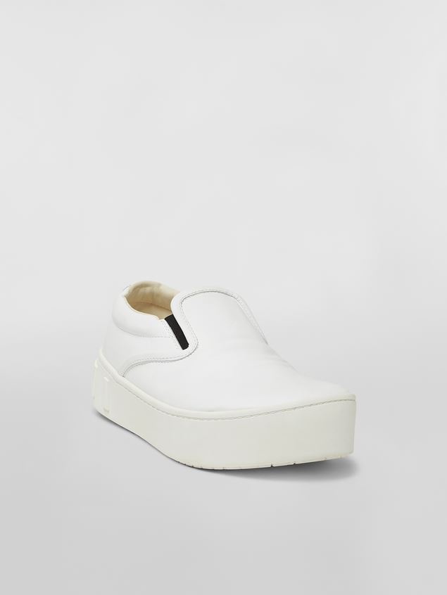 WHITE CALFSKIN SLIP-ON SNEAKER WITH RAISED MAXI MARNI LOGO - 2