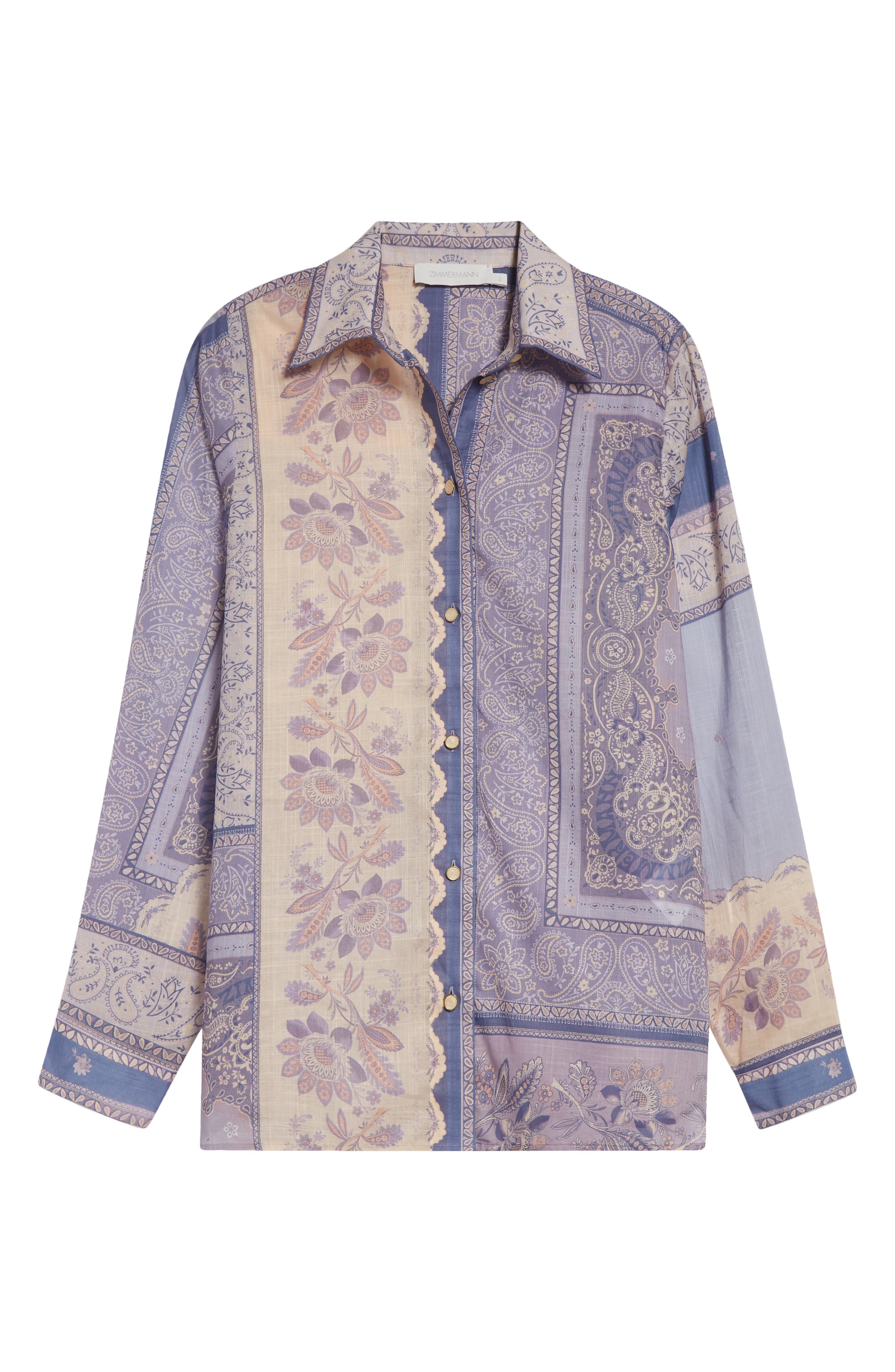 Zimmermann Lucky Bandana Print Relaxed Cotton Button-Up Shirt in Blue Bandana at Nordstrom - 6