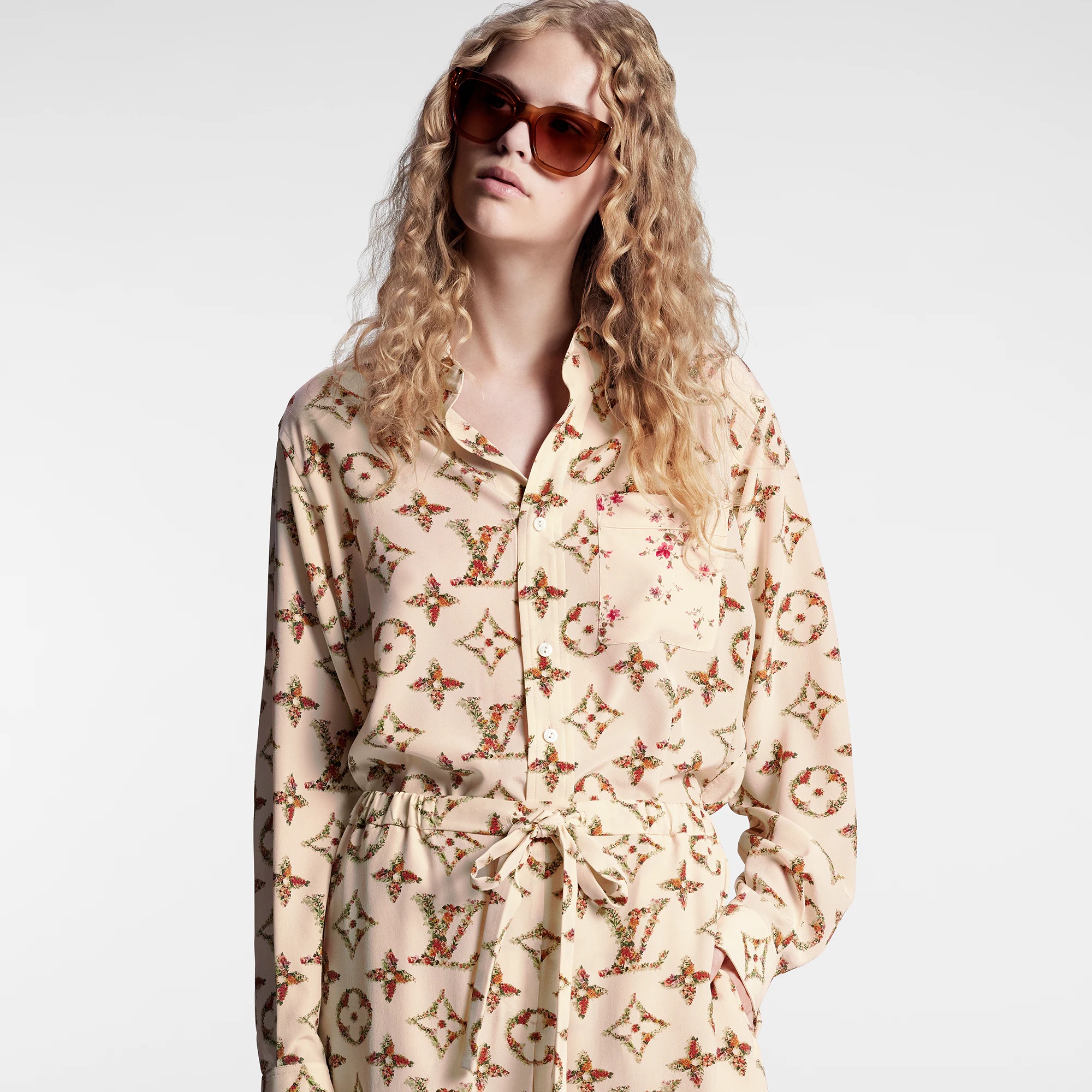 Floral Monogram Pajama Shirt - 5