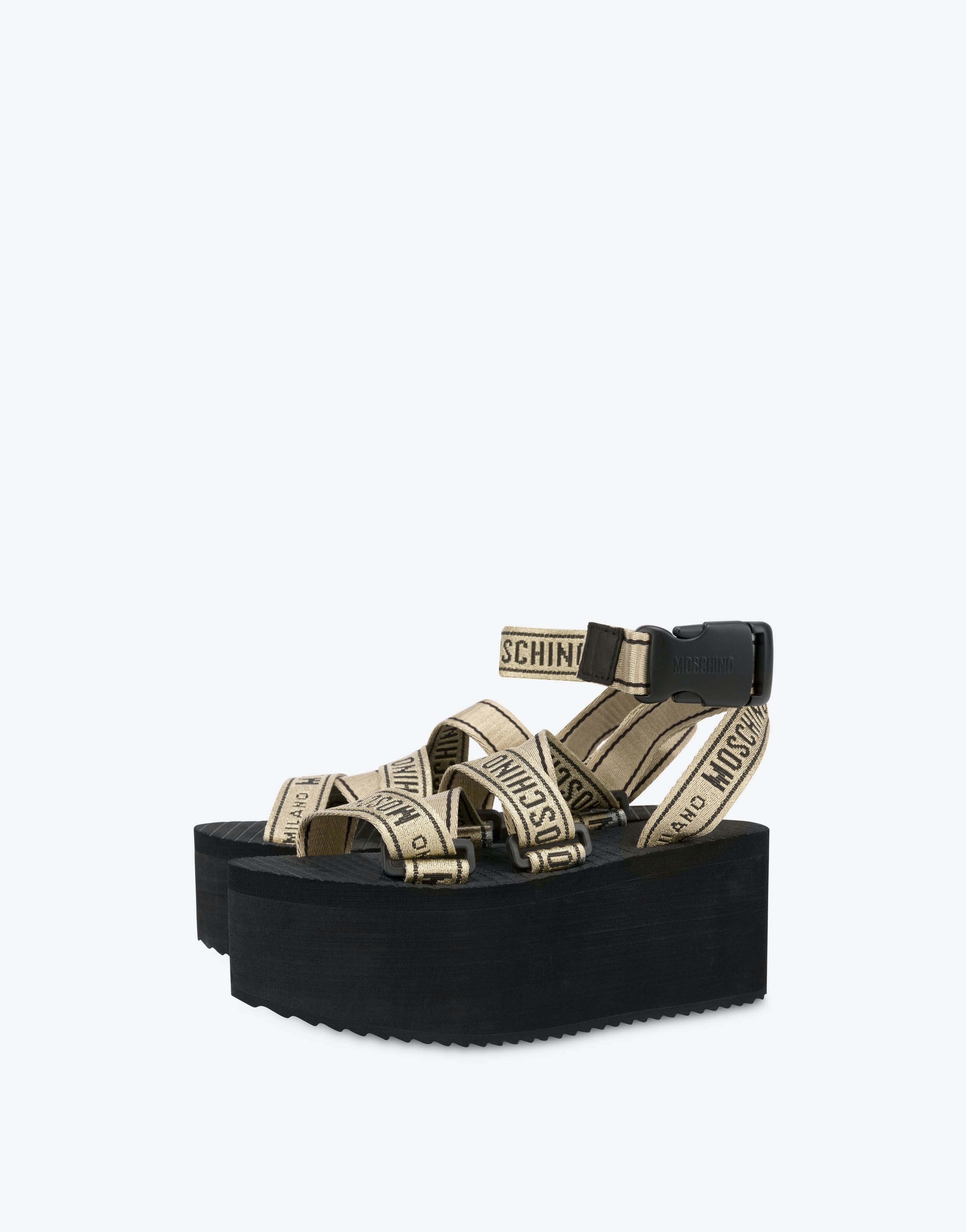 LOGO TAPE WEDGE SANDALS - 4