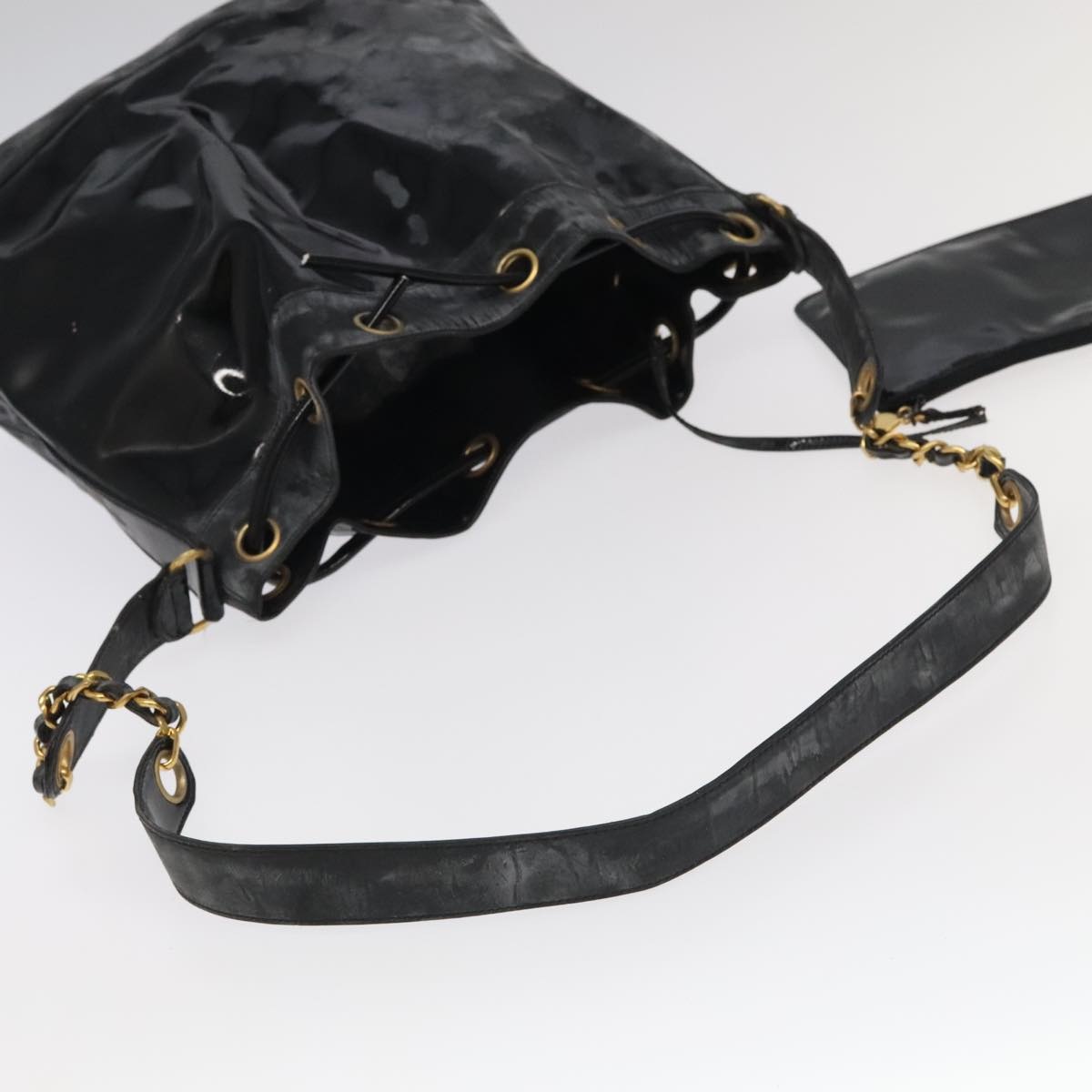 CHANEL Shoulder Bag Enamel Black Gold CC - 7