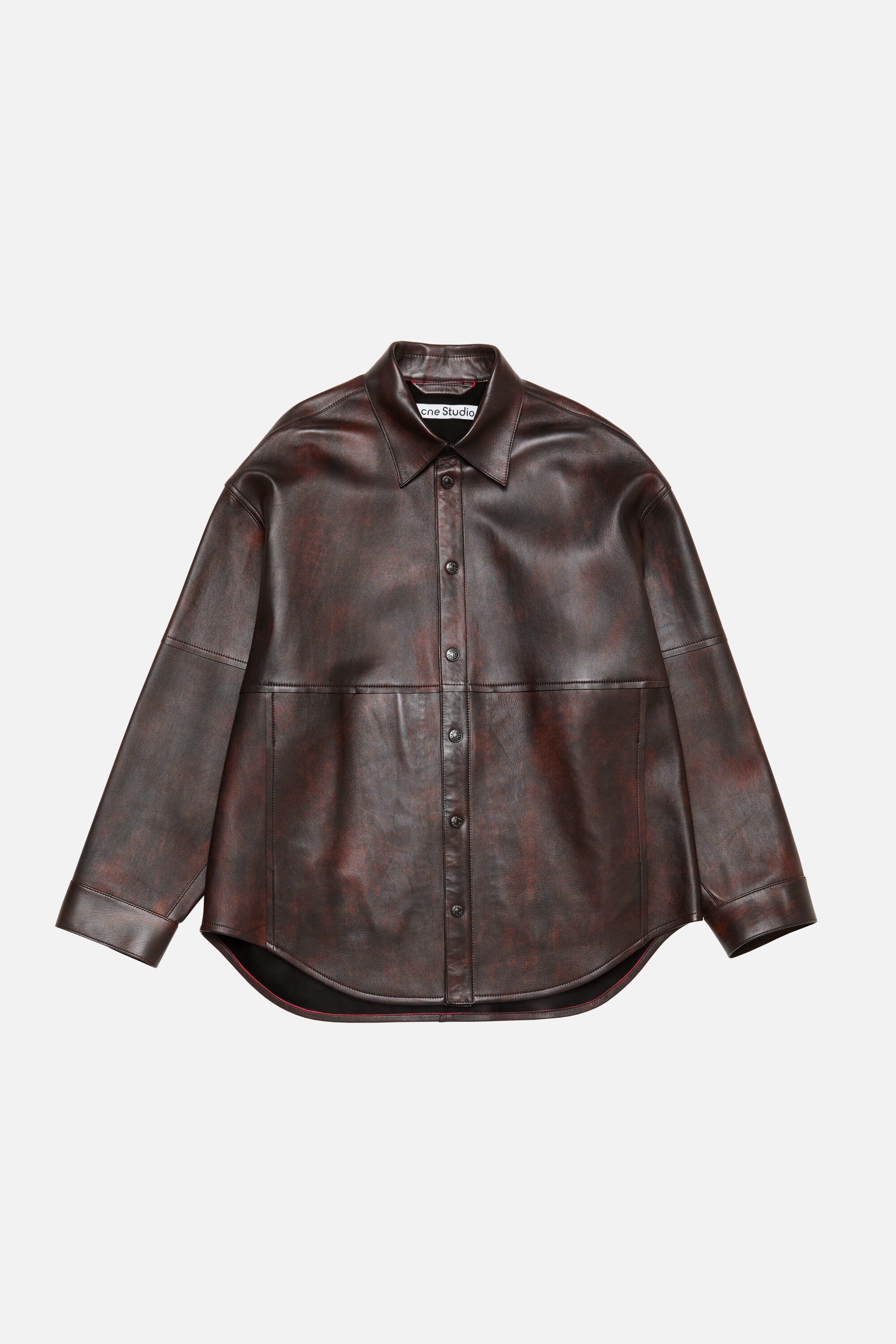 Leather shirt jacket - Red/black - 6