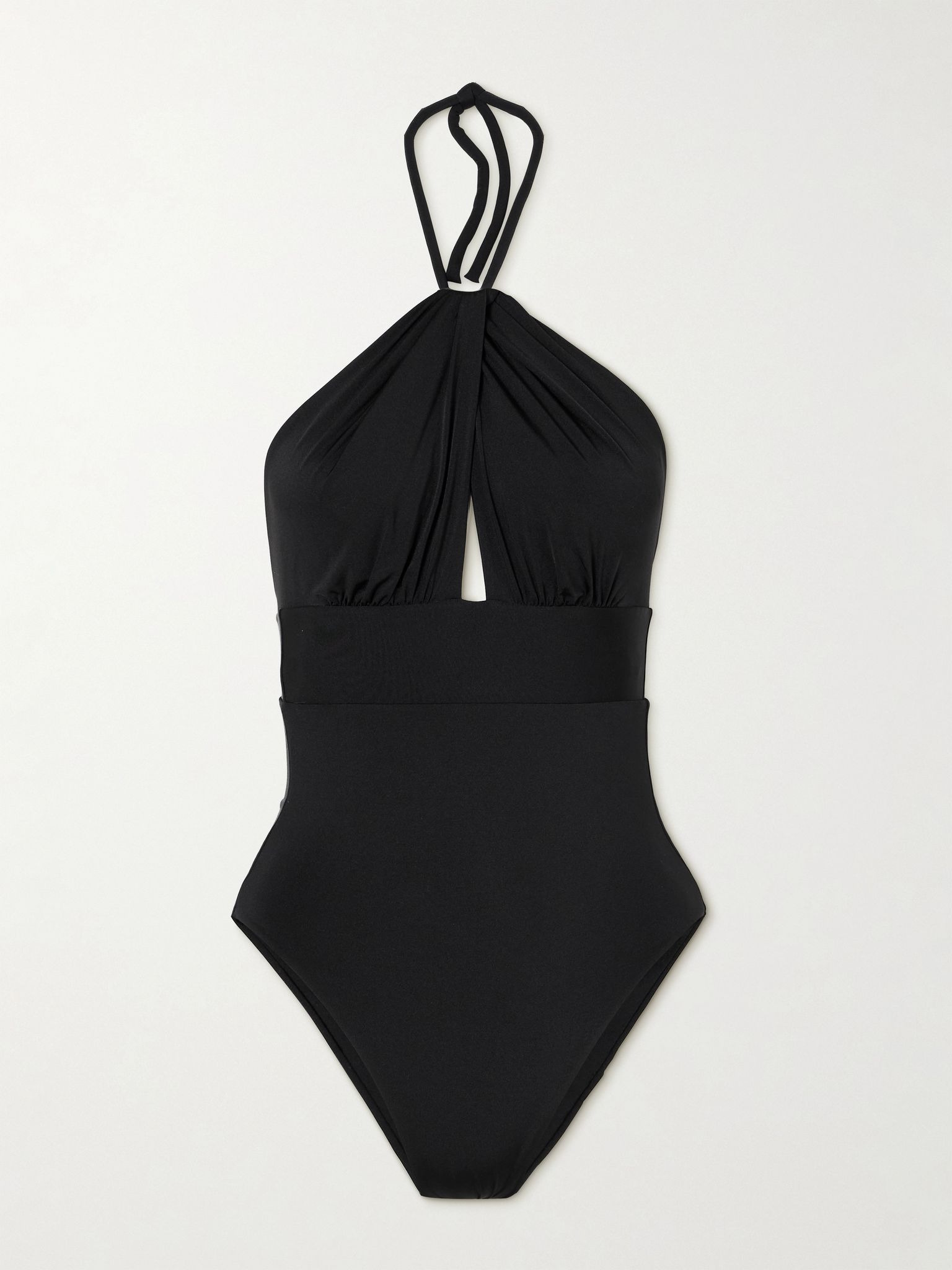 Chicca cutout gathered halterneck swimsuit Black - 1