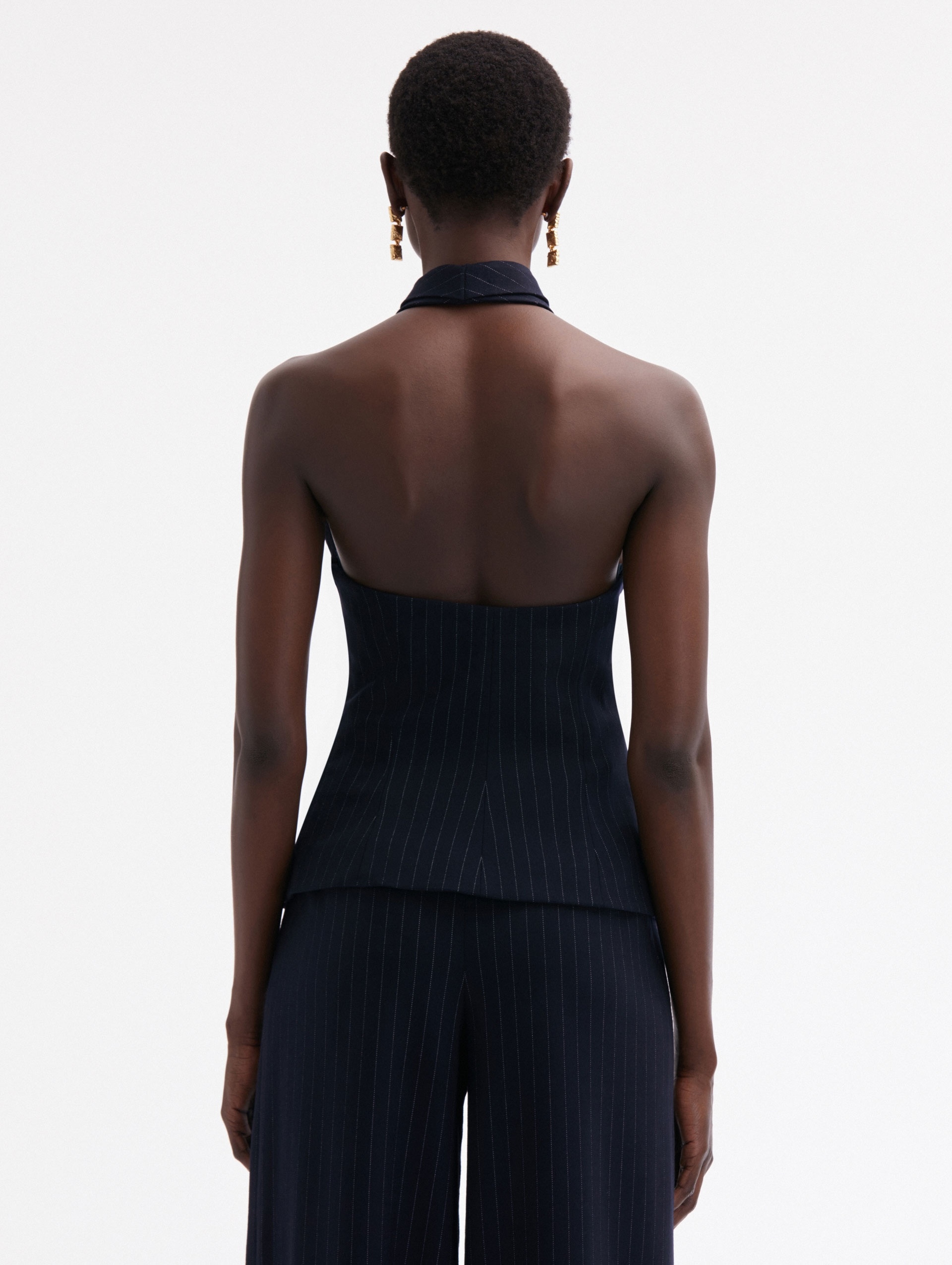 PINSTRIPED HALTER BLOUSE - 3