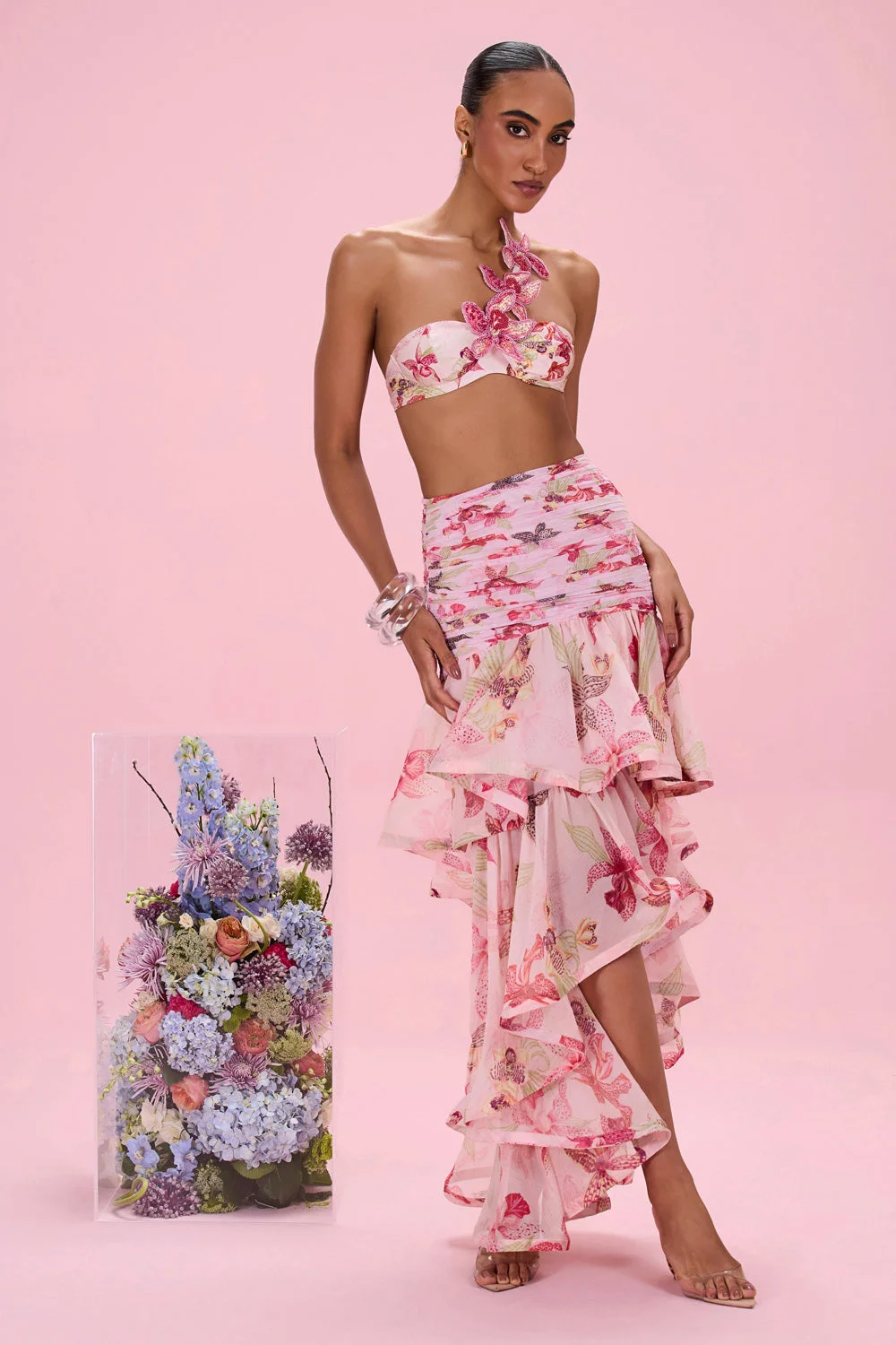 ORCHID BLOOM CHIFFON MAXI SKIRT - 1
