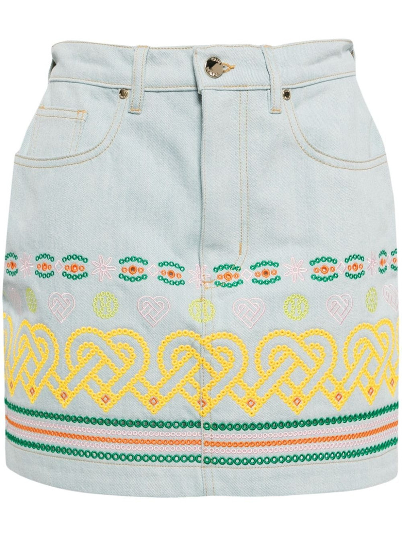 embroidered cotton mini skirt 1
