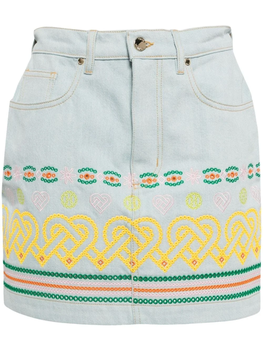 embroidered cotton mini skirt - 1
