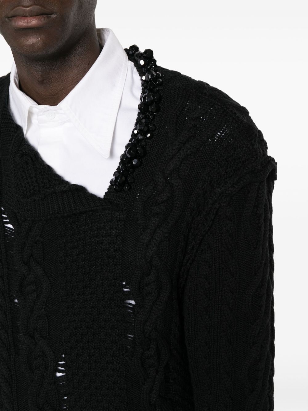 bead-embellished merino jumper - 5
