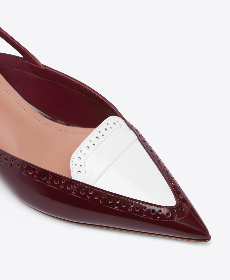 Laurie 40 Red & White Brushed Leather Slingbacks 4