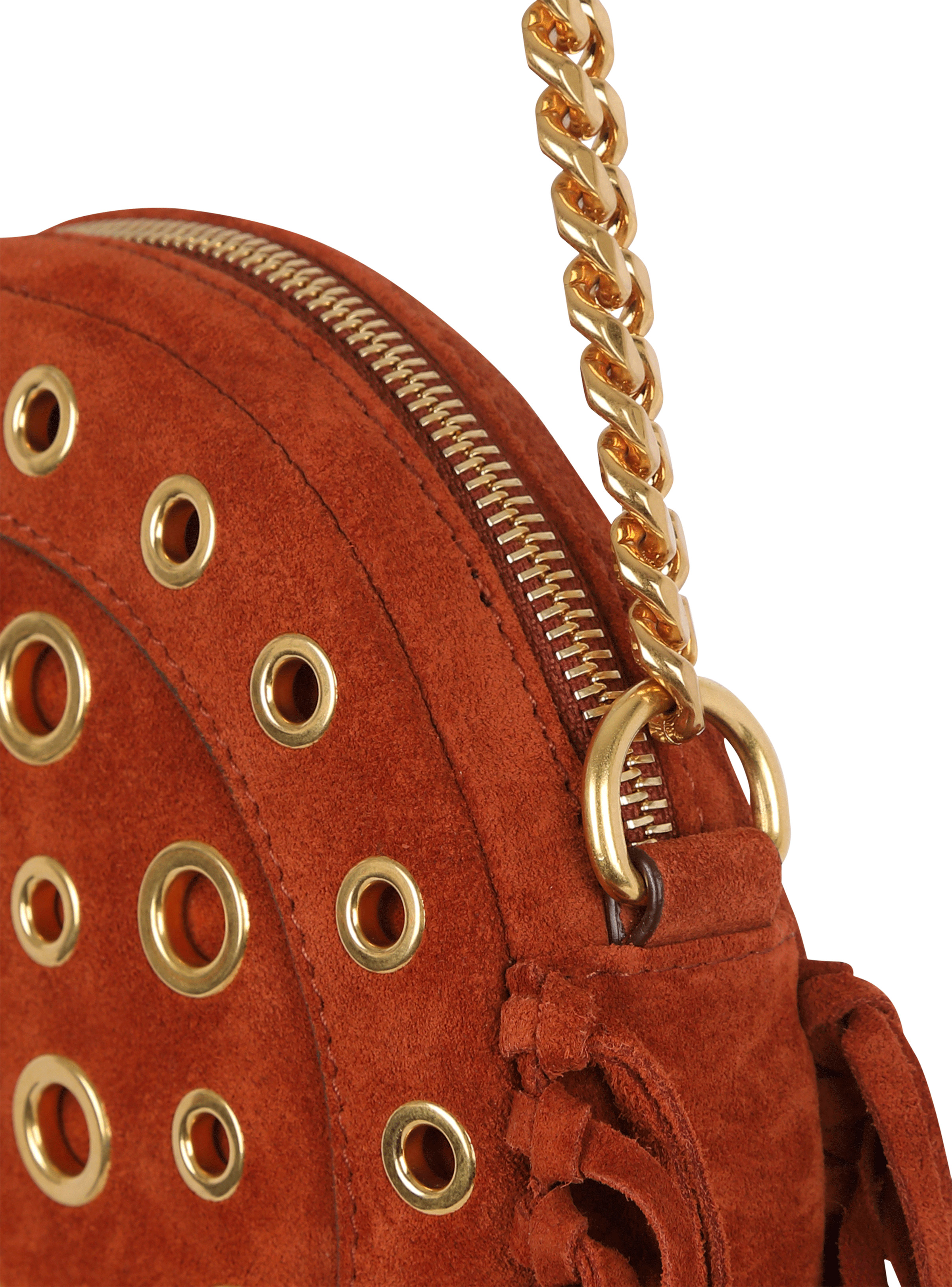 Balmain x Netflix -Fringed suede round Disco bag - 7