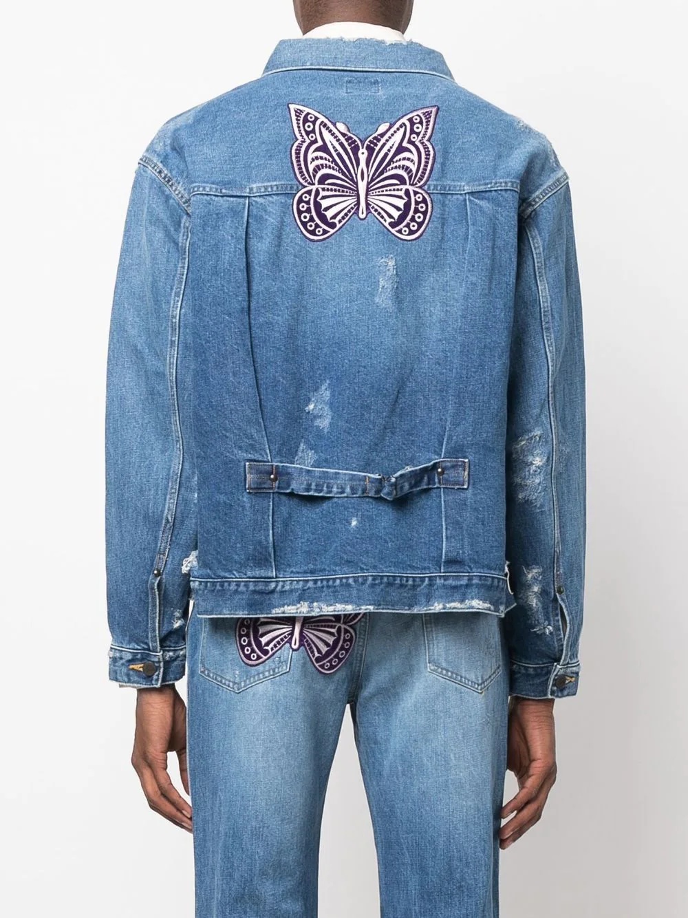 mixed-patches denim jacket - 4