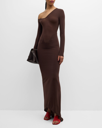 LaQuan Smith Convertible-Neck Long-Sleeve Drop-Waist Gown outlook