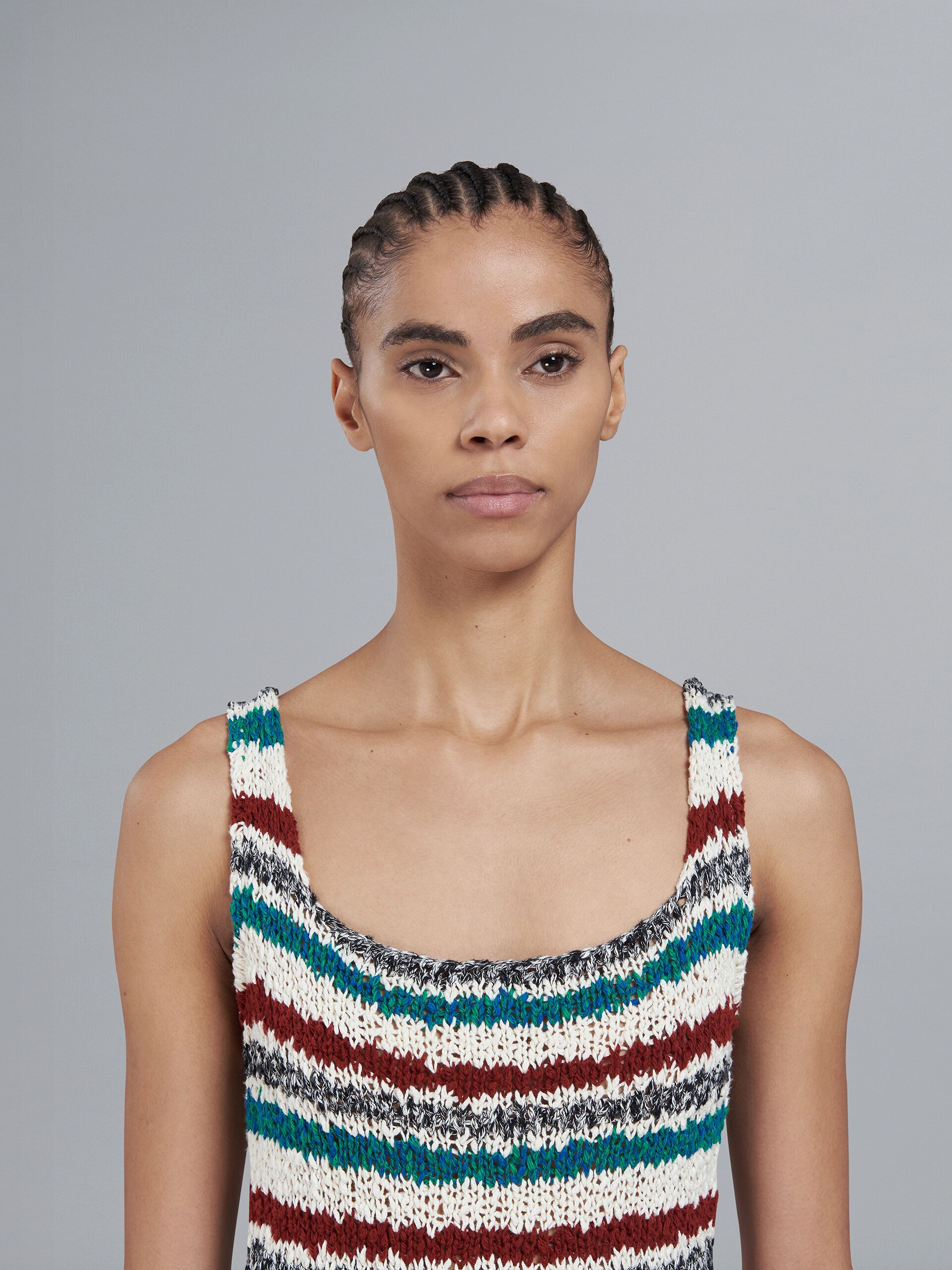 STRIPED COTTON KNIT DRESS - 4