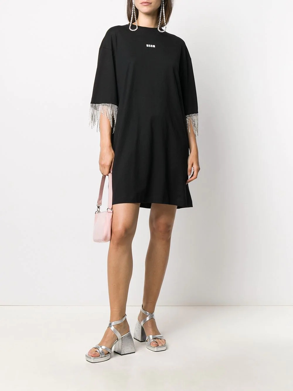 crystal fringe T-shirt dress - 2