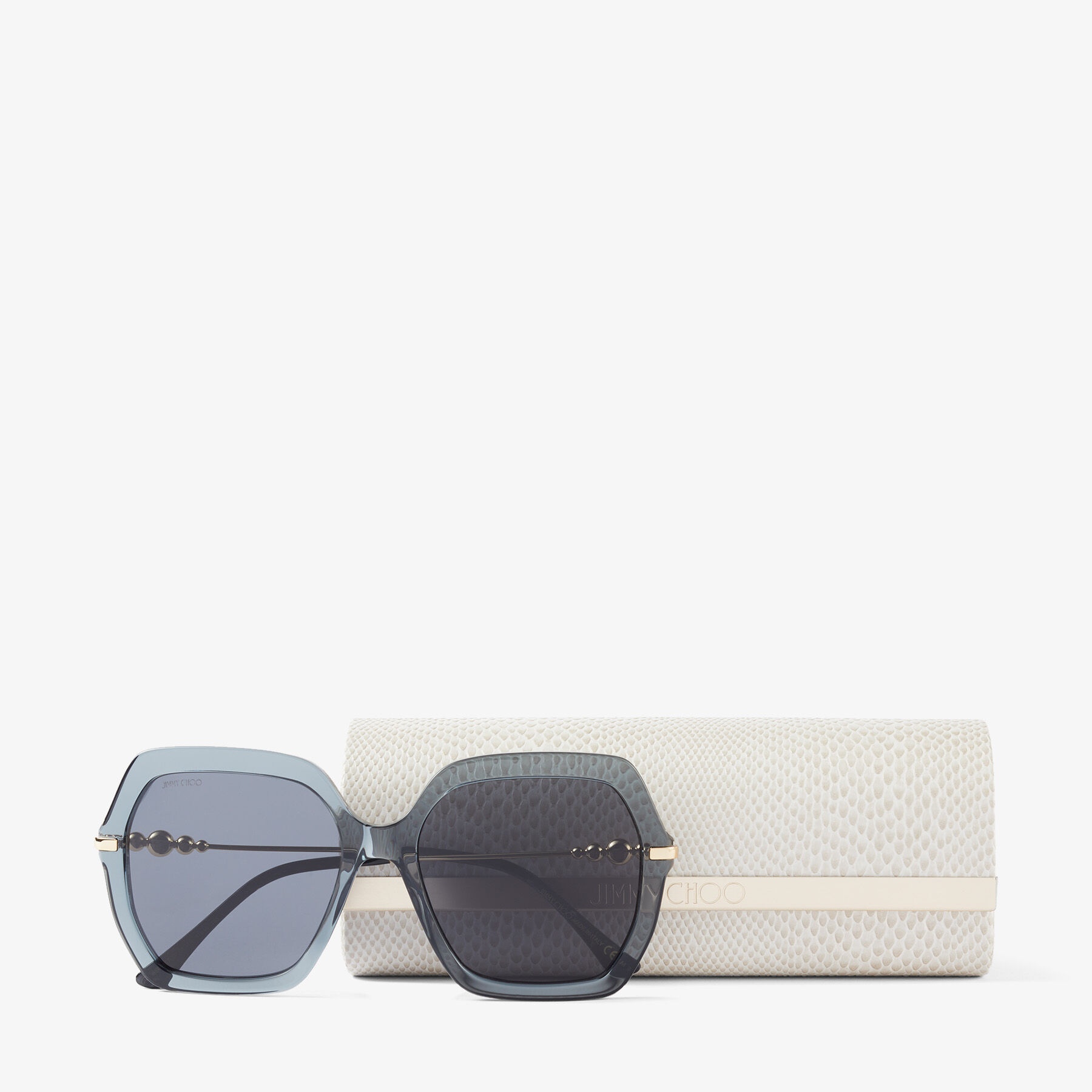 Esther
Grey Square-Frame Sunglasses with Pearls - 4