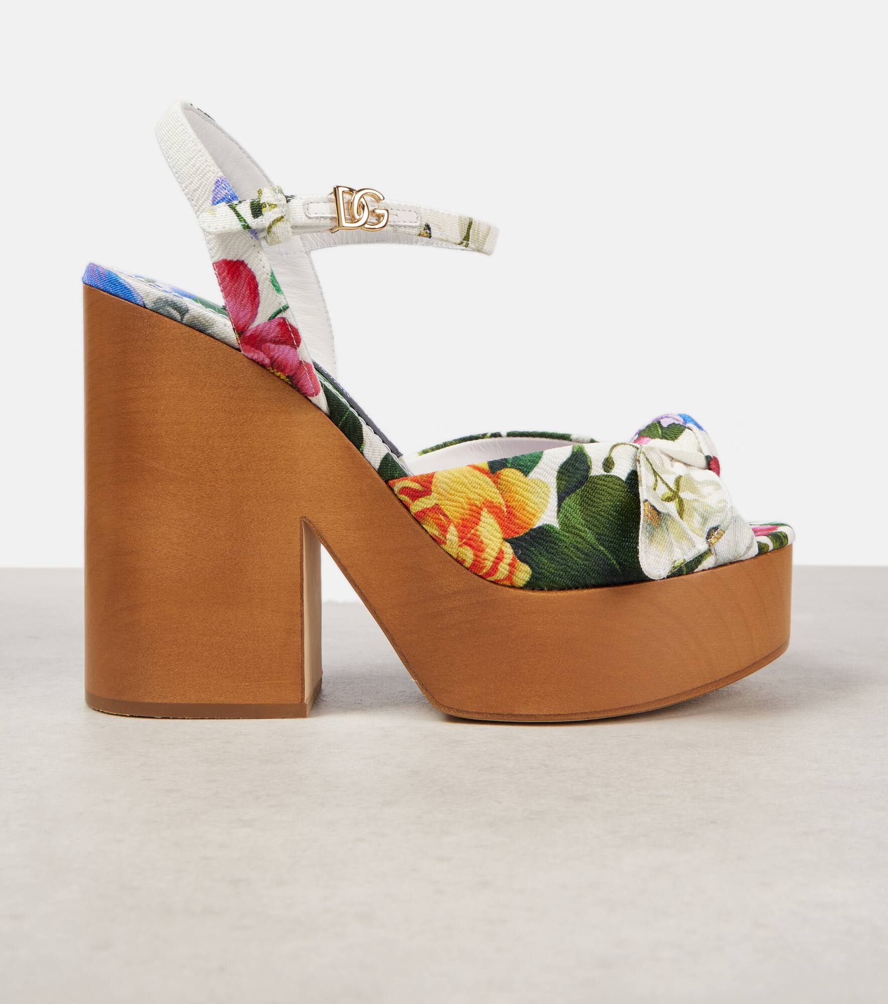 Floral jacquard platform sandals - 5