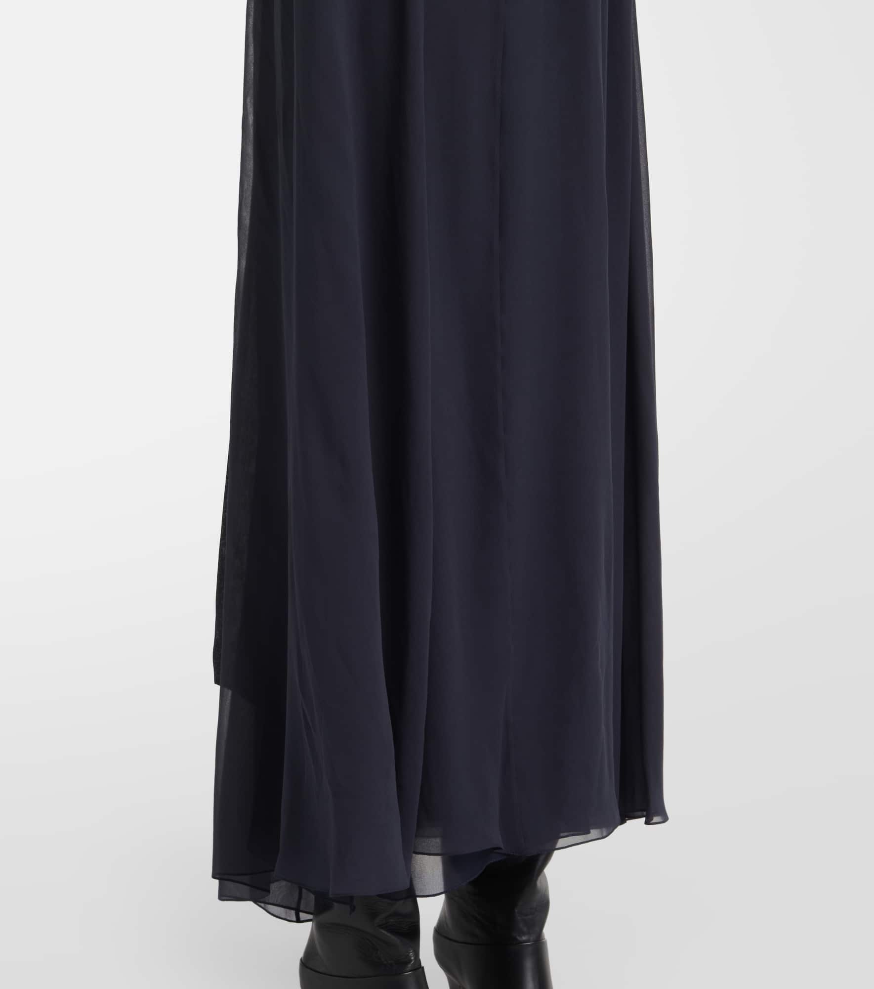 Gathered silk georgette maxi dress - 7