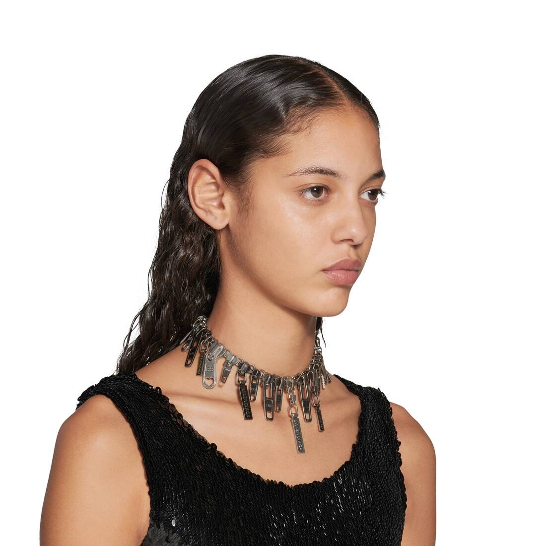 Women's Zip-up Choker in Silver - 3