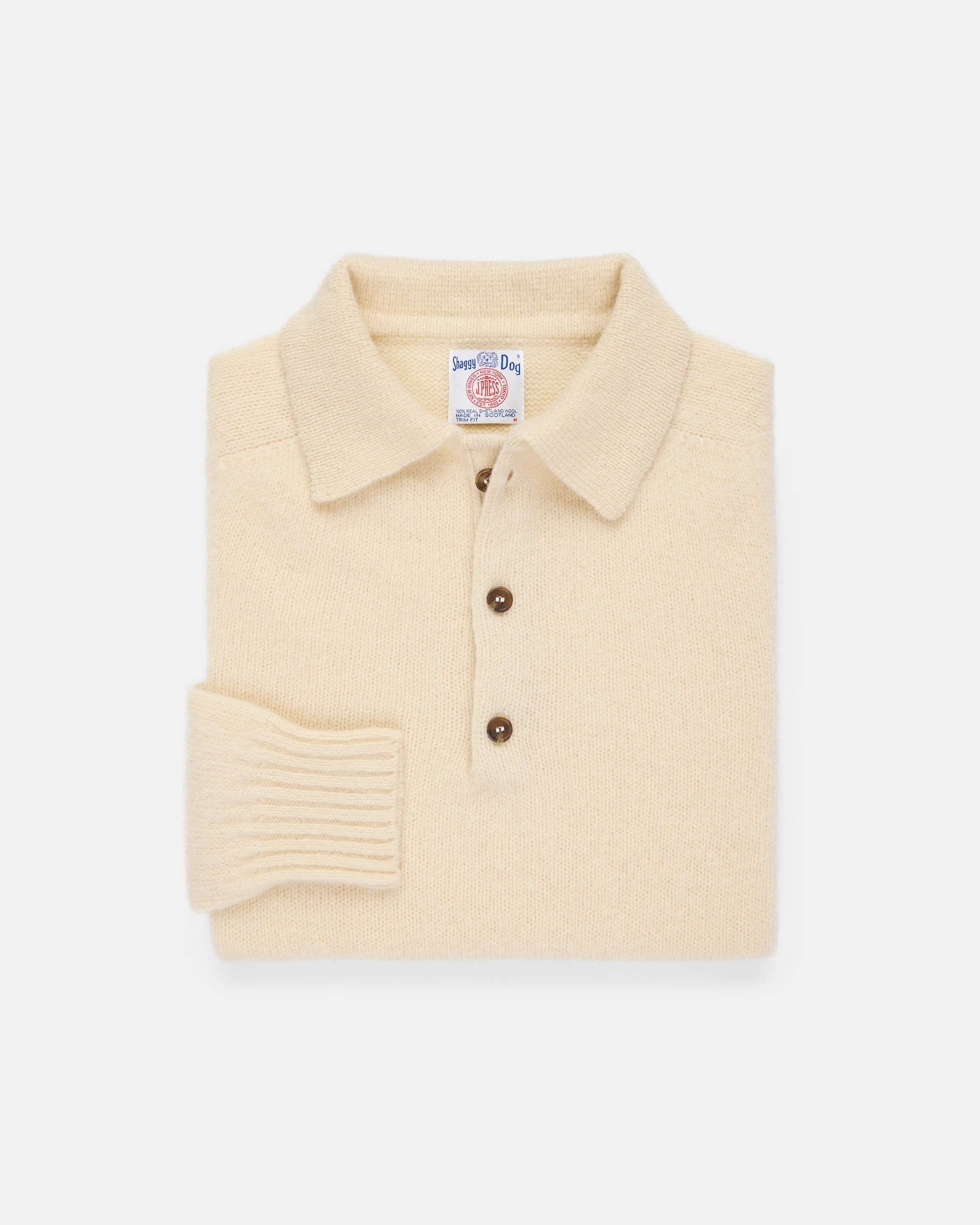MADE-IN-SCOTLAND WHITE SHAGGY DOG POLO - CLASSIC FIT - 1