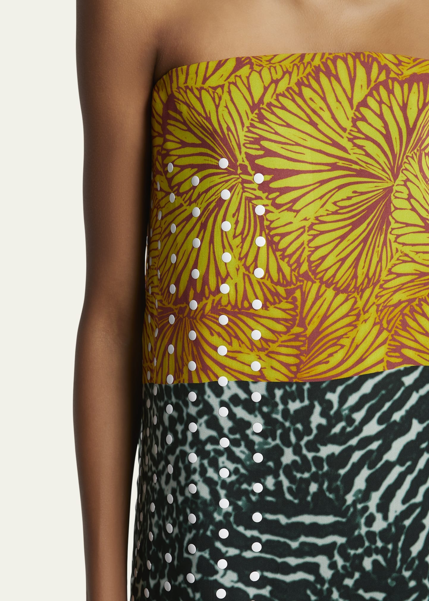 Doja Colorblock Printed Strapless Long Dress - 5
